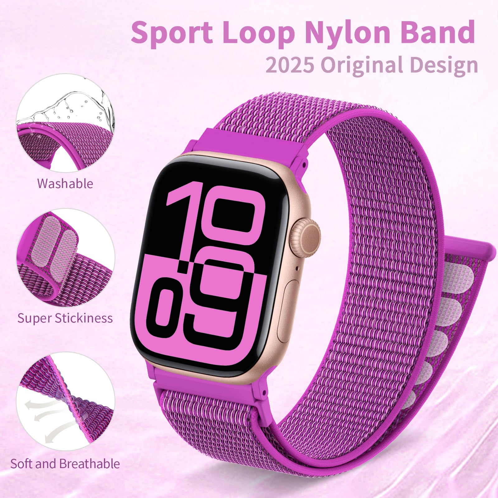 AMSKY Nylon Sport Loop Compatibile con Cinturino Apple Watch 40mm 38 mm 41 mm 42 mm 44 mm 45 mm 46 mm 49 mm Donne Uomo,Soft Sport Loop Originale Cinturini per iWatch 10 9 8 7 6 5 4 3 Se Ultra 2 1