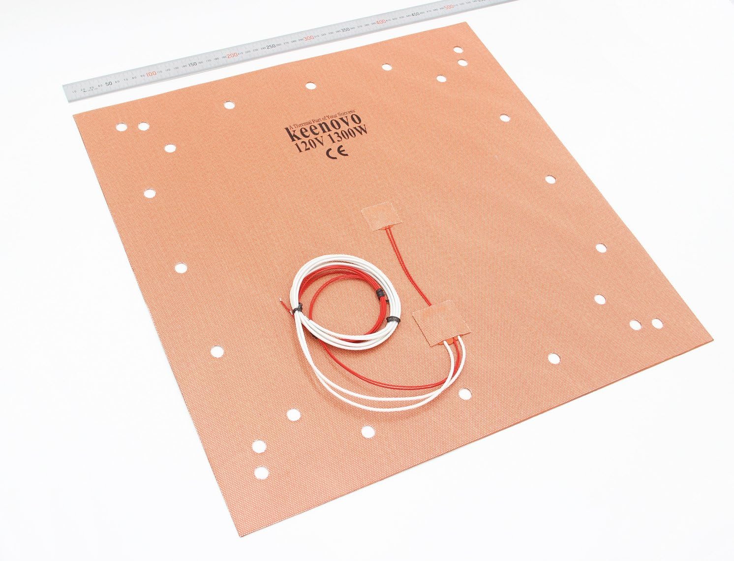 KEENOVO Silicone Heater 508x508mm(20"x20") 1300W for Creality CR-10 S5 3D Printer Bed w/Screw Holes (220V)