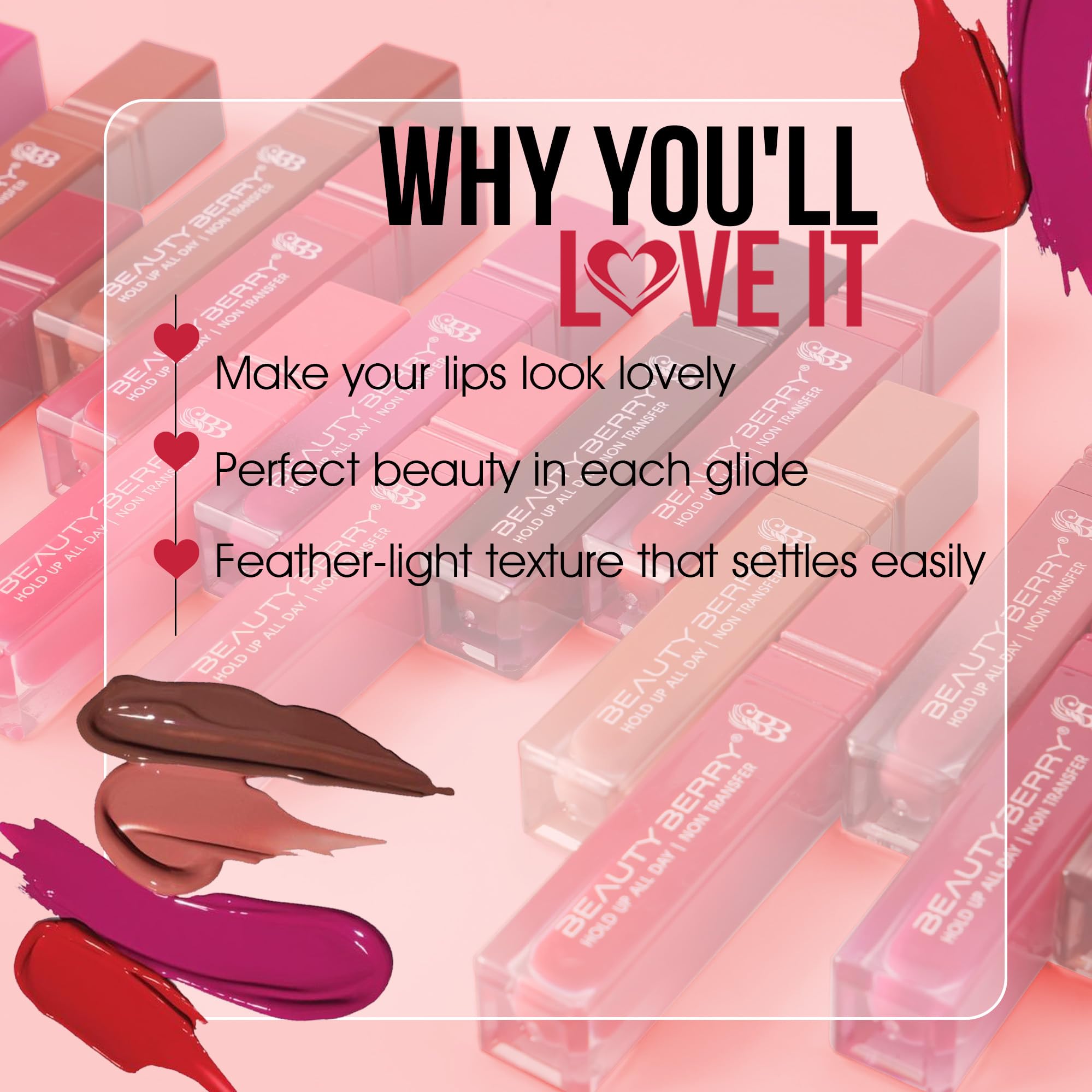 Beauty Berry Hold Up All Day Liquid Lipstick | Long Lasting, Non Transfer Matte Lipstick | Highly Pigmented, Smooth One Swipe Application & Lightweight Liquid Lipstick for Women (Deep Maroon, 7.5g) 2