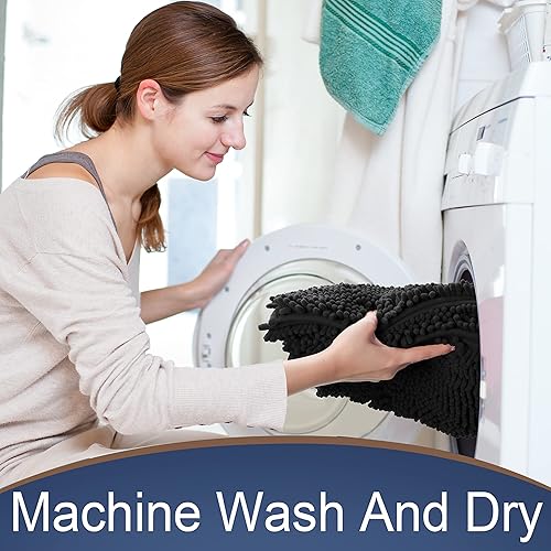 Miniatura 5 de Yimobra Alfombra de Baño, Alfombras de Baño de Chenille Afelpada de Lujo, Extra Suave y Gruesa, Absorbe Agua, Antideslizante, Lavable a Máquina,