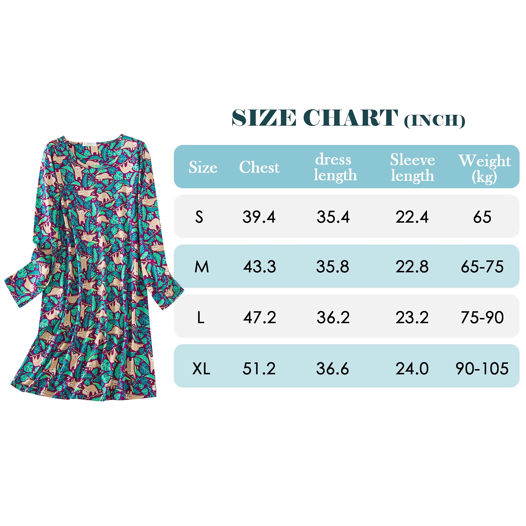 American Trends Camisones de manga larga para mujer, camisas de dormir, camisas de noche, vestido de casa, vestido de noche para mujer