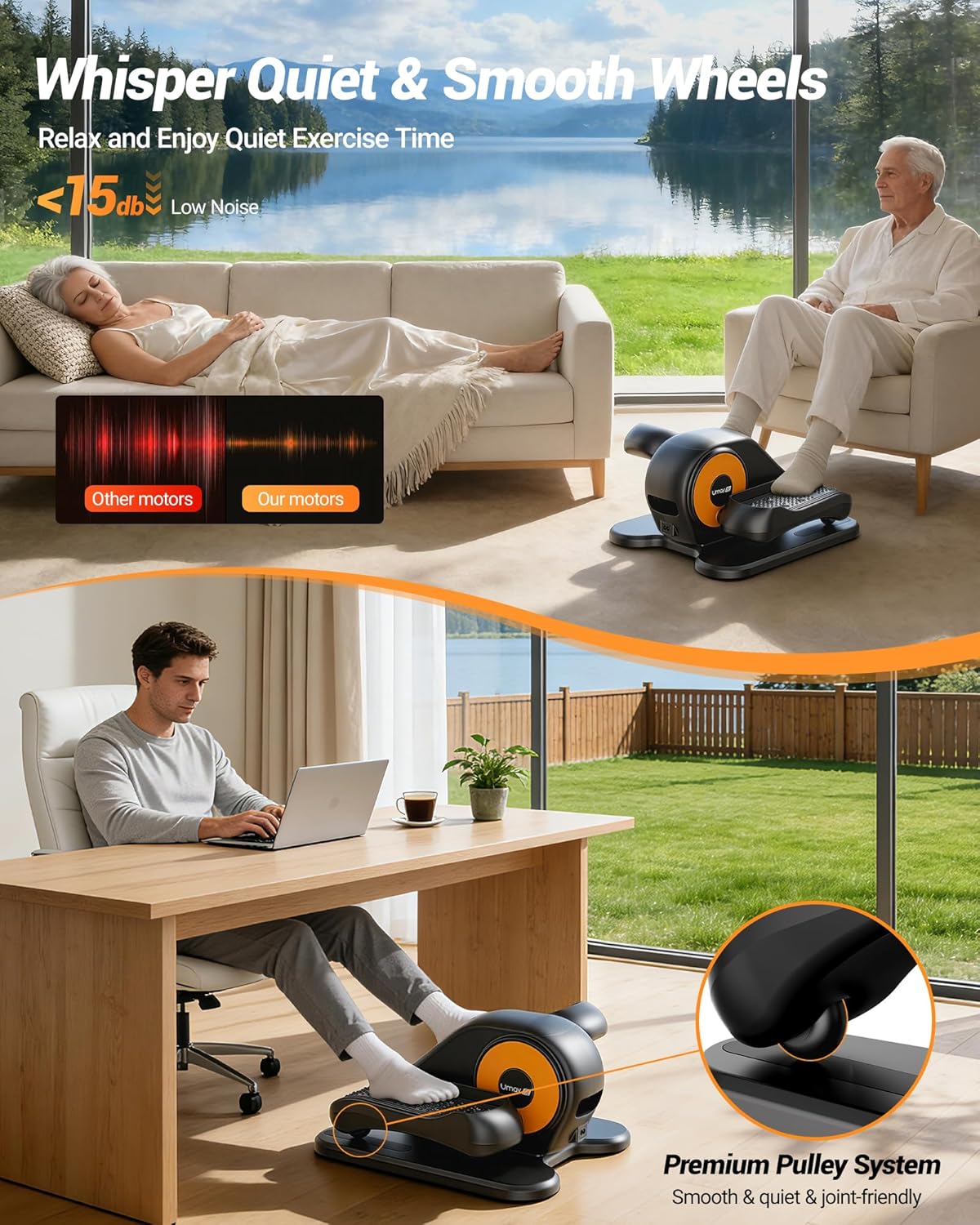 Under Desk Elliptical Machine, Electric Leg Exerciser for Seniors, Quiet & Portable Electric Seated Eclipse Exercise Training Machine with Remote, 12 Speeds & Mute Function, Manual & Auto Mode - Image 7