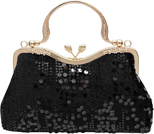 Bolso de noche de terciopelo con lentejuelas vintage bolso de hardware de flores adecuado para banquetes de boda fiesta ocasiones formales
