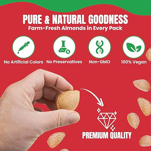 Miniatura 3 de We Got Nuts - Almendras de California Jumbo con cáscara, 5 libras (80 onzas), almendras crudas kosher de alta calidad - Bocadillo natural y