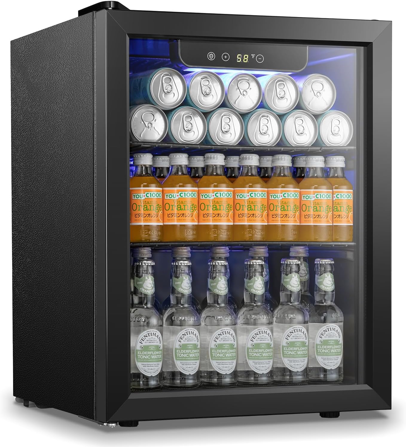 Antarctic Star - Fridge Drink Cooler 68 Cans Mini Fridge with Glass Door for Beverage Wine Beverage Freestanding Small Fridge with Electronic Temperature Control