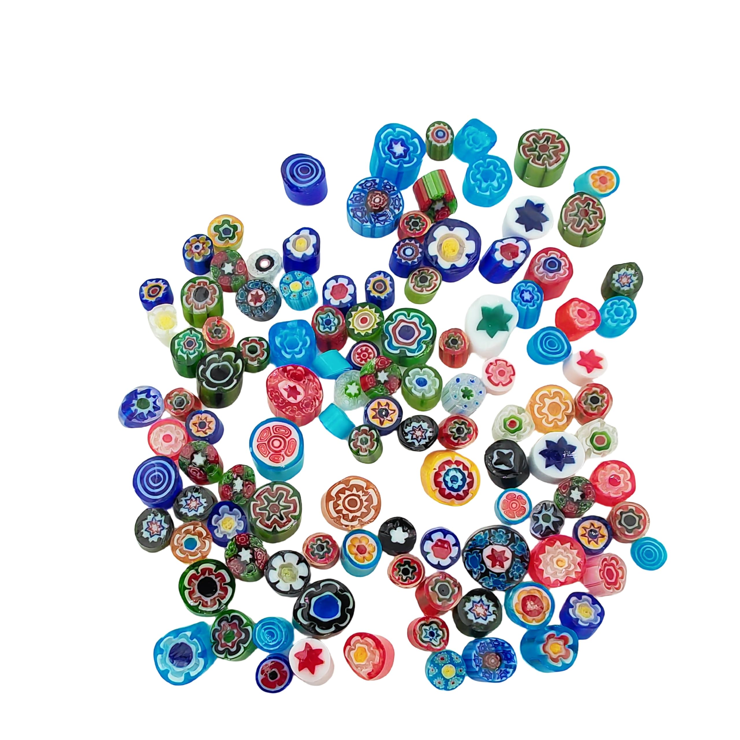 COE90 Millefiori da 50 g, 110 pezzi, vetro fusibile per forno a microonde, per lavori fai da te, progetti in vetro colorato, forniture per la creazione di gioielli (vetro Millefiori)