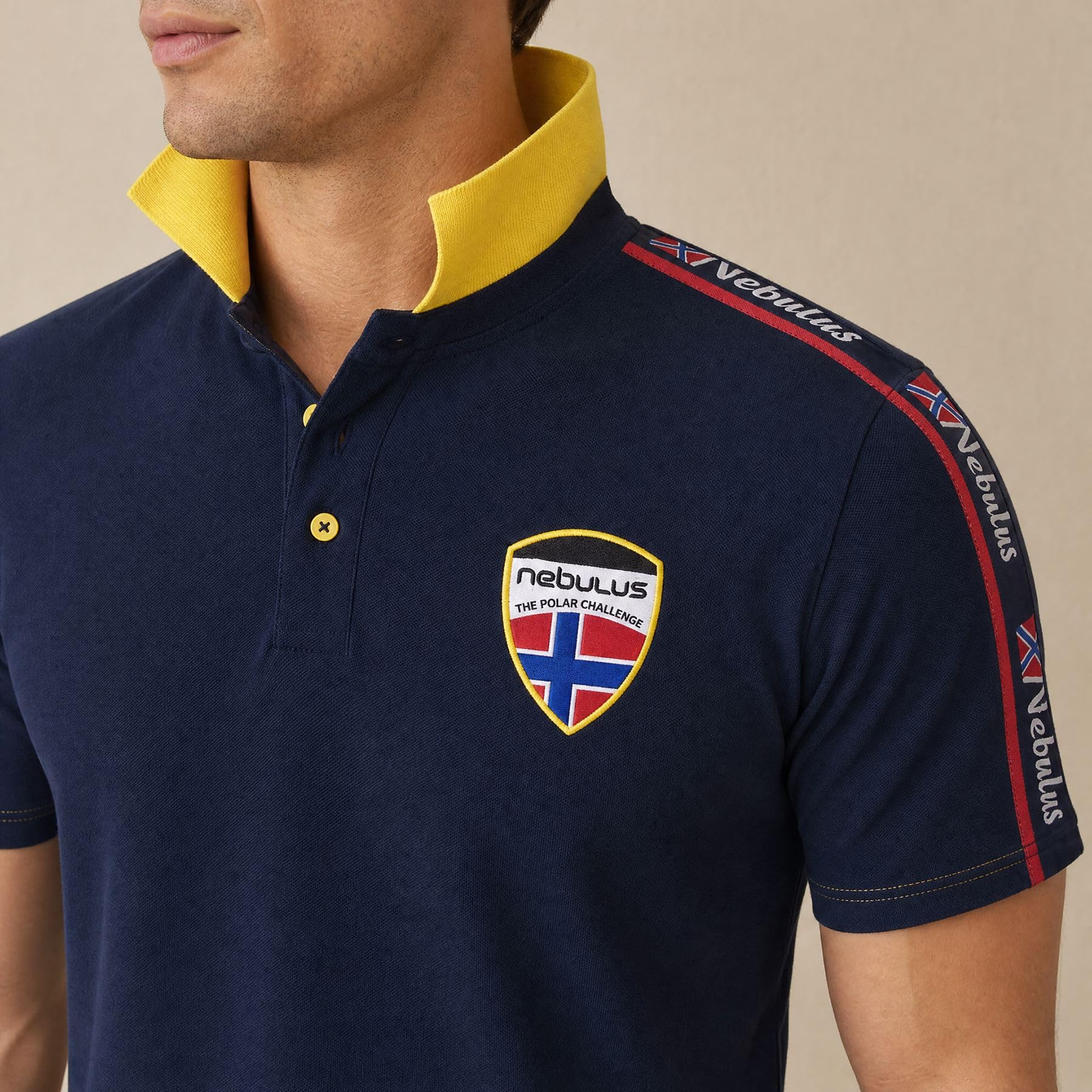 Nebulus Polo Bela para hombre, con bordado para hombre, camisa de manga corta