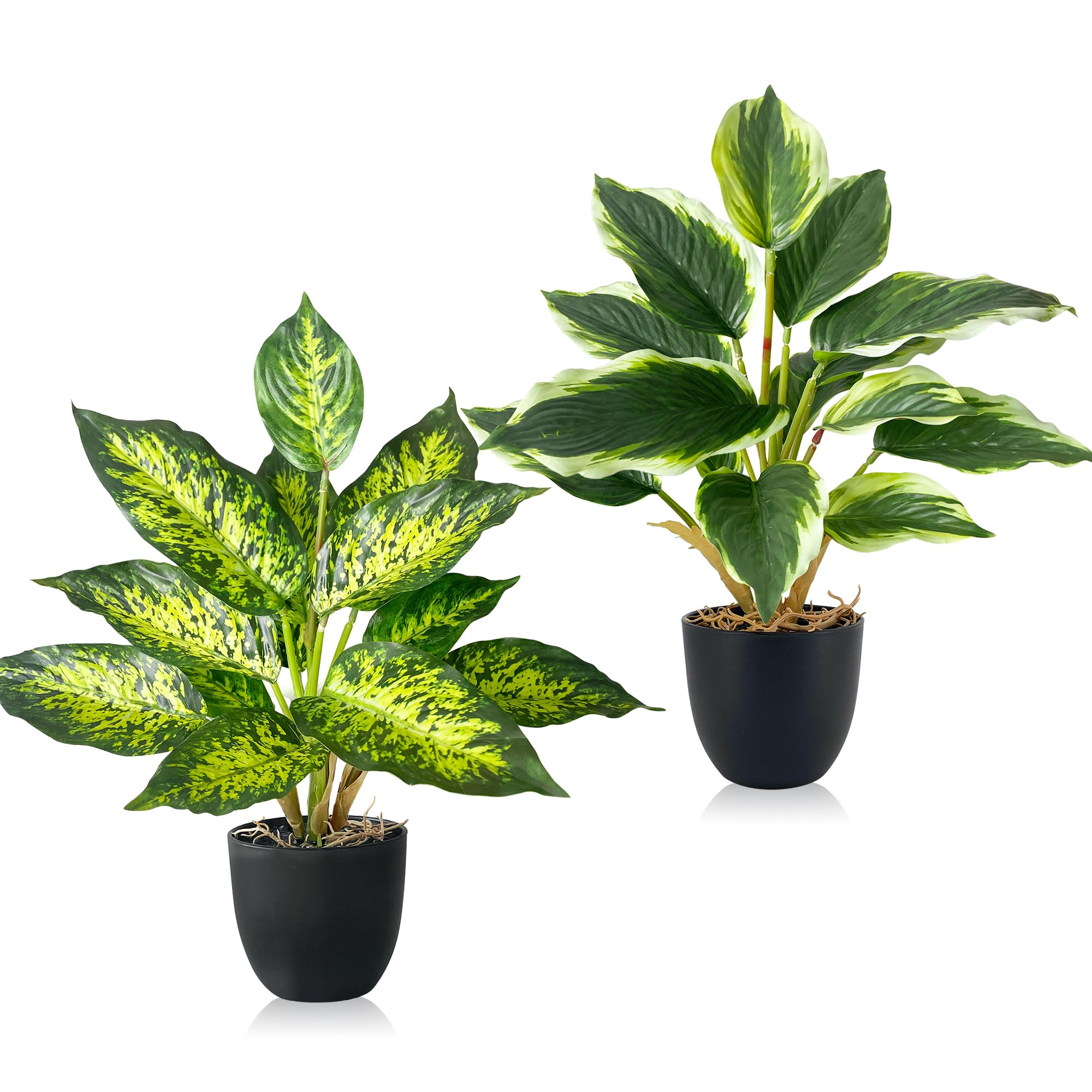 Mkono Pianta Finta In Vaso Di Ceramica - Pothos Artificiale 28 Cm Con Fioriera Bianca - Decorazione Casa/Ufficio
