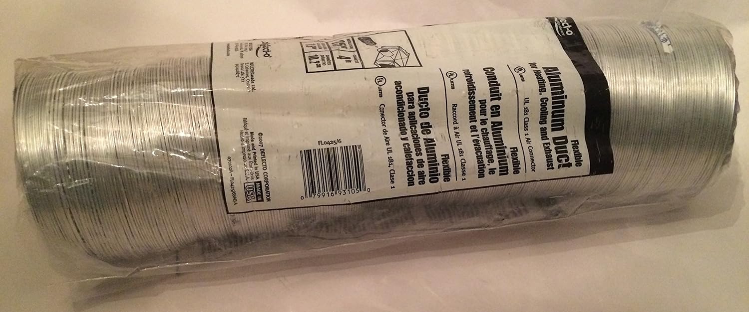 Deflecto Flexible 4"x 25' Aluminum Duct for Heating