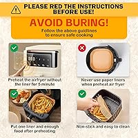 Vista 5 de 375 forros de papel para freidora de aire, cuadrados de 8 pulgadas, desechables, papel pergamino resistente para freidora de aire de 5 a 8 cuartos
