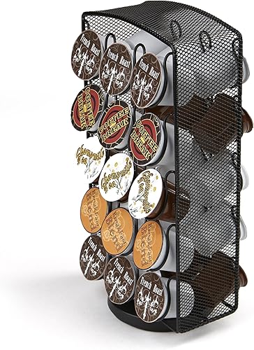 Vista 5 de Mind Reader Single Serve Coffee Pod Carousel, 30 Pod Capacity, Breakroom, Metal Mesh, 6.75"L x 6.25"W x 12.5"H, Silver