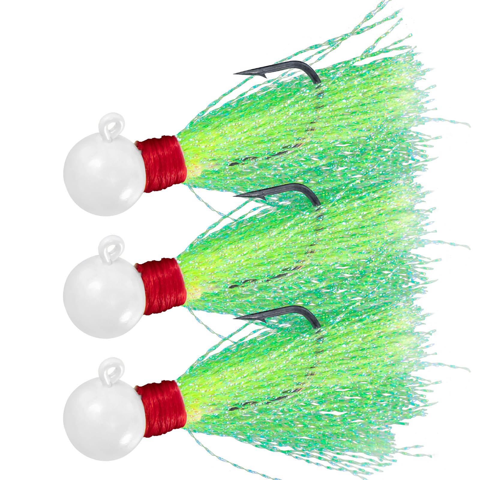 Dr.Fish 10 Pack Round Ball Jigs Saltwater Pompano Surf Fishing Jig Heads Swimbait Walleye Striper Flounder Mackerel