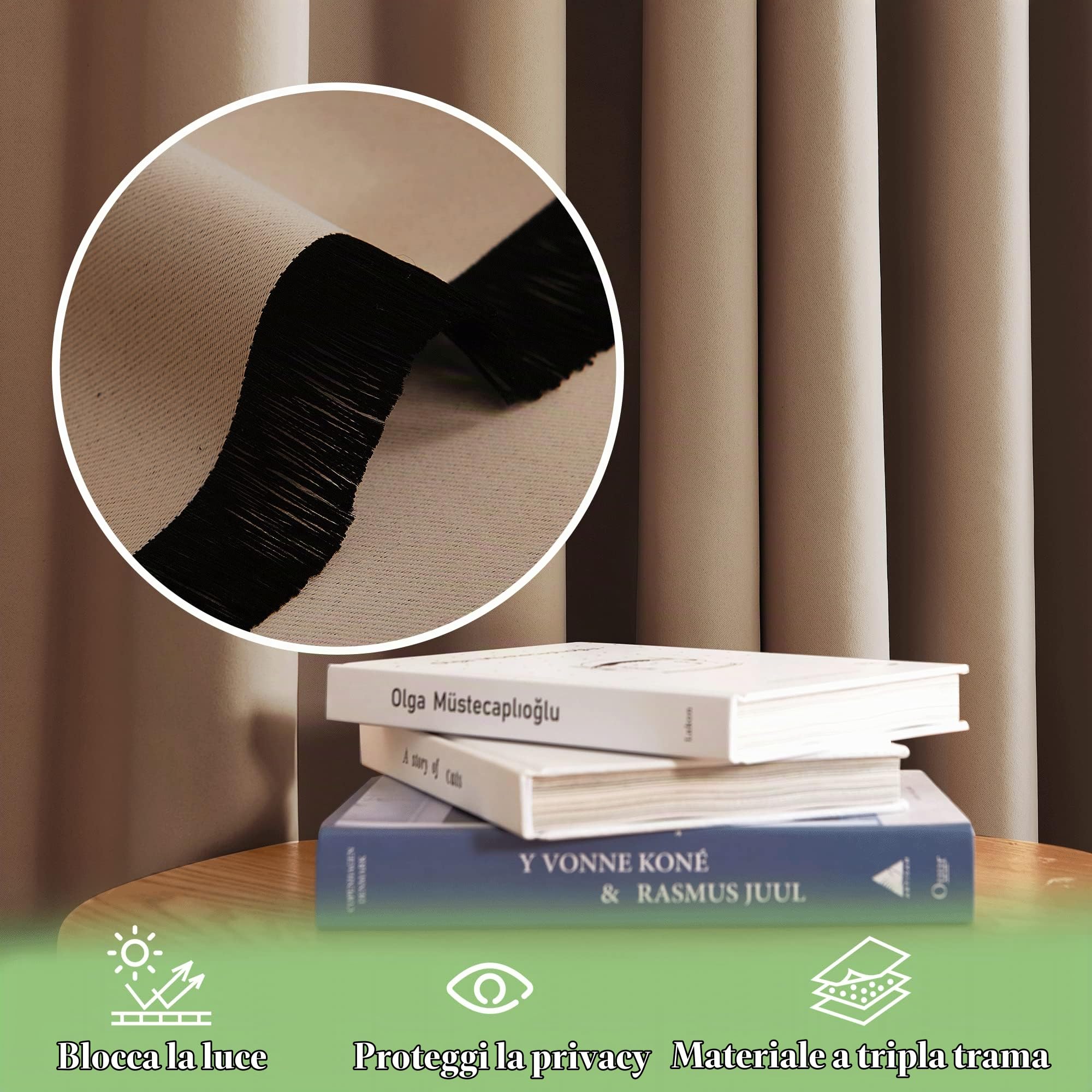 KGORGE Tende Oscuranti per Interni 1 Pezzo L 300 x A 240 CM Tenda Camera da Letto Moderna Termica con Fettuccia Divisoria Soggiorno Curtain, Moca