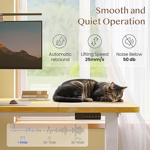 FLEXISPOT Escritorio Elevable Eléctrico Mesa Regulable en Altura 180x80 cm con 2 Potentes Motores Escritorio Estable Escritorio de pie Eléctrico Regulable en Altura con Función Memoria(Blanco+Arce) - 9