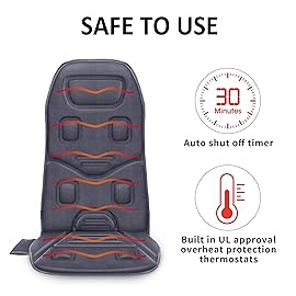 COMFIER Back Massager with Heat, 10 Motors Vibration Seat Massager, Chair Massage Pad, Heated Chair Pad, Chair Warmer,Gifts for Elderly, Mom, Dad (Gray)
