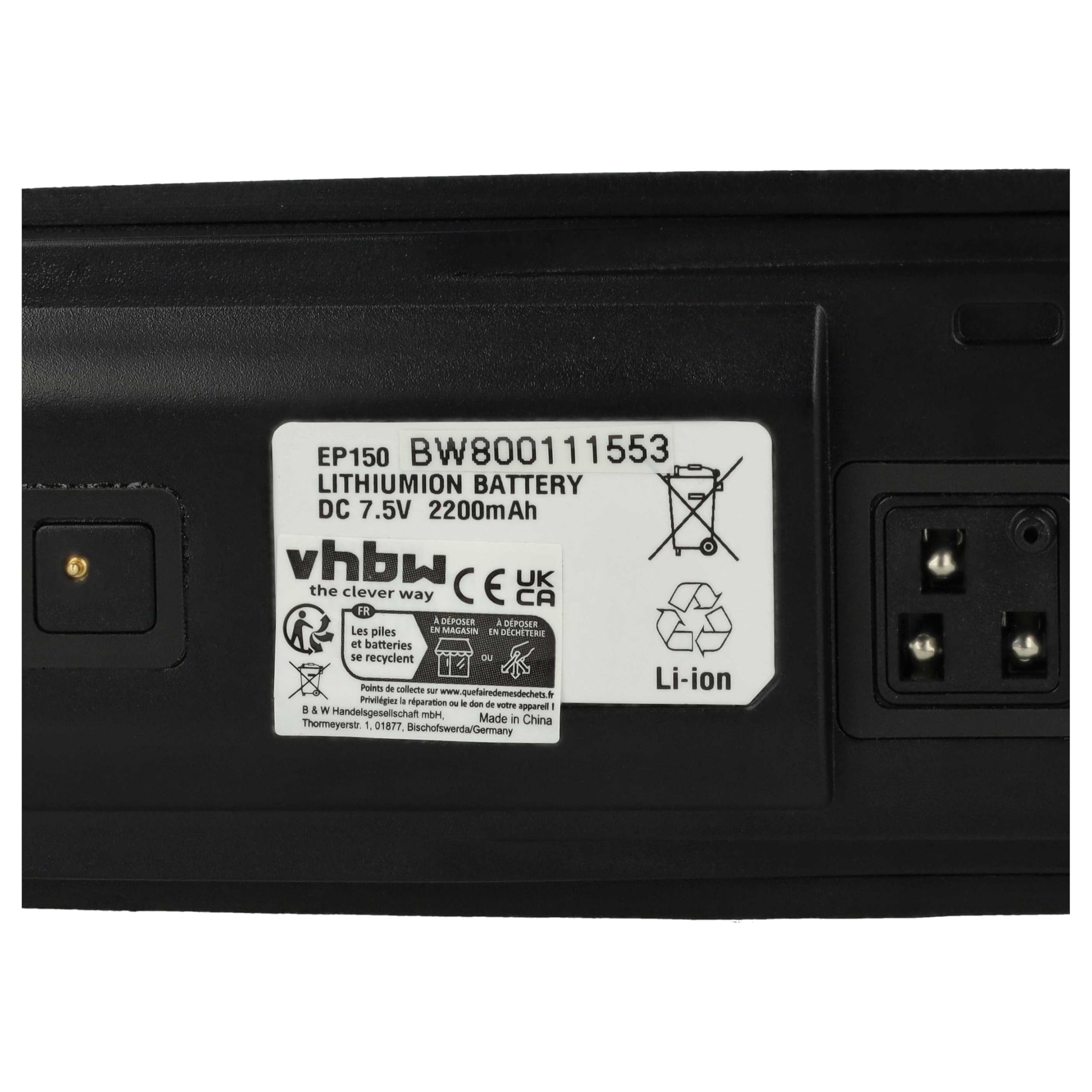 vhbw 1 x bateria kompatybilna z Motorola RDV2080 RDV5100 XTNi, XTNiD radio (2200mAh, 7,5V, Li-ion) + klips
