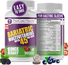 Procare Health Bariatric Multivitamin with Iron 45mg Chewable (30 Tablets) - Fruit Punch Flavor Bariatric Multivitamin Chewable Pills for Gastric Bypass & Sleeve Gastrectomy Patients (01 Month Supply)