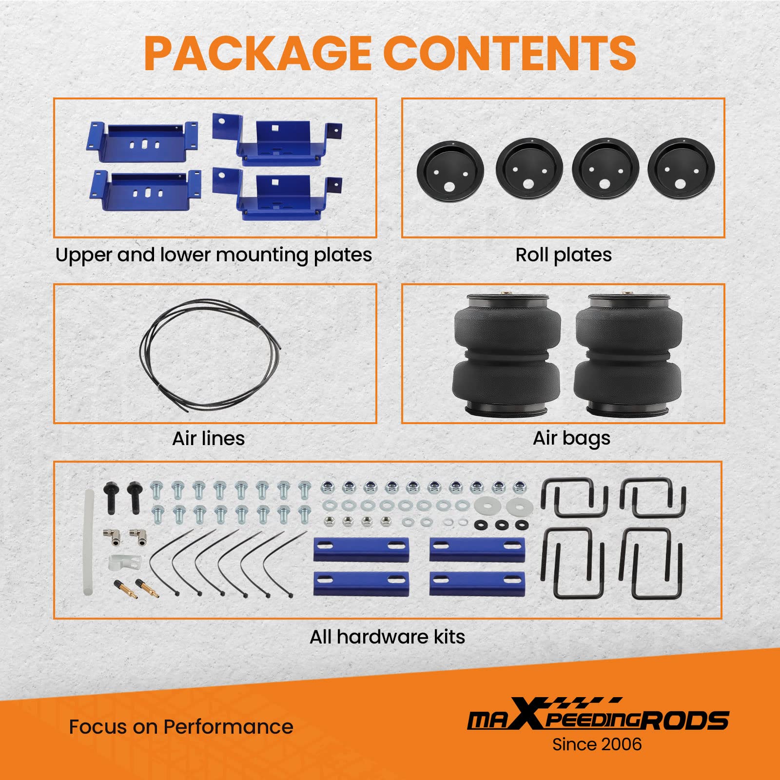 maXpeedingrods Air Suspension Bag Kit Up to 5000 lbs for Ford F250 F350 4WD RWD 19992007 Air