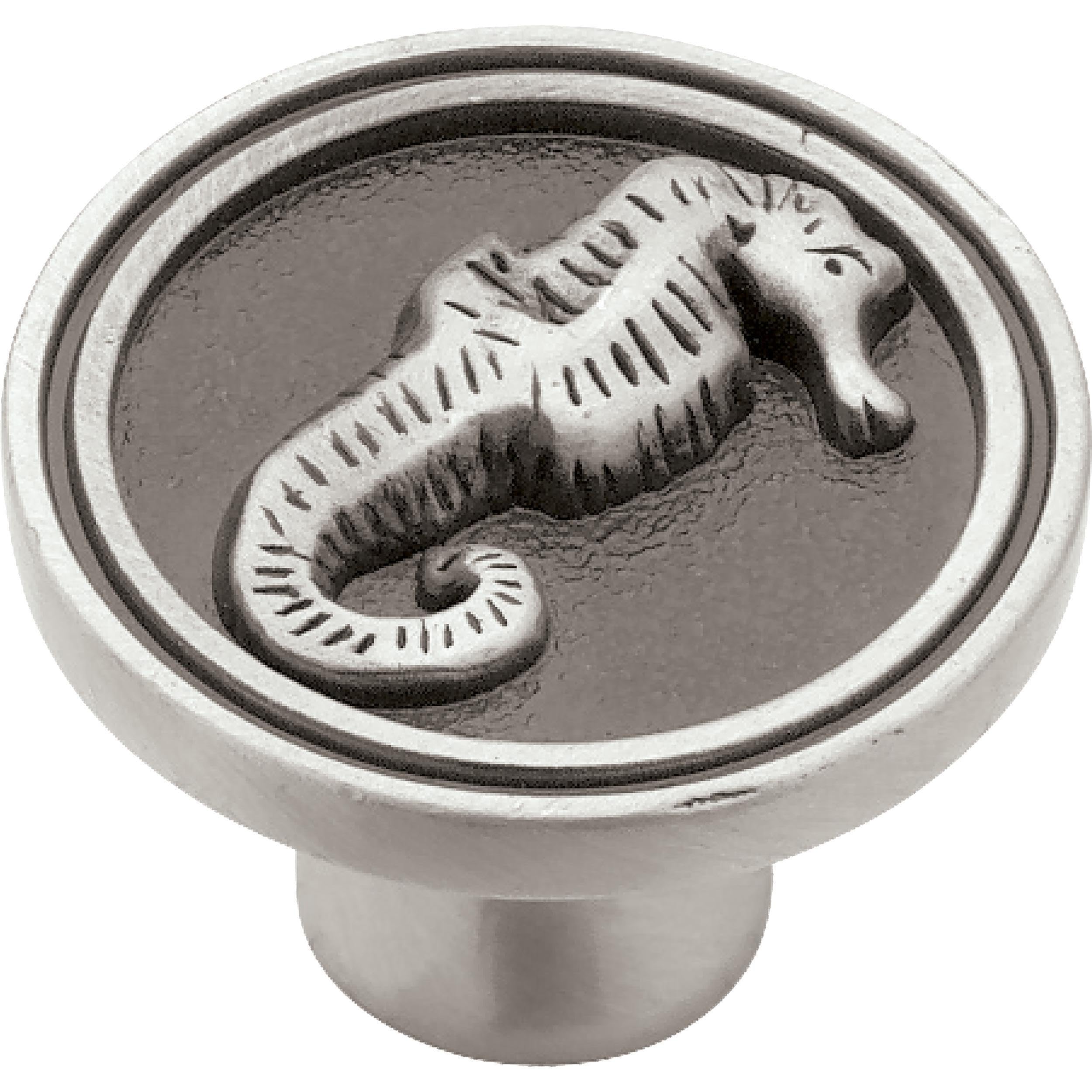 Franklin Brass Seaside Cottage Seahorse (5-Pack) Cabinet Knobs Brushed Satin Pewter Hardware for Kitchen, Drawer Pulls, Dressers, Closet Door 1-3/8" PBF661-BSP-C1
