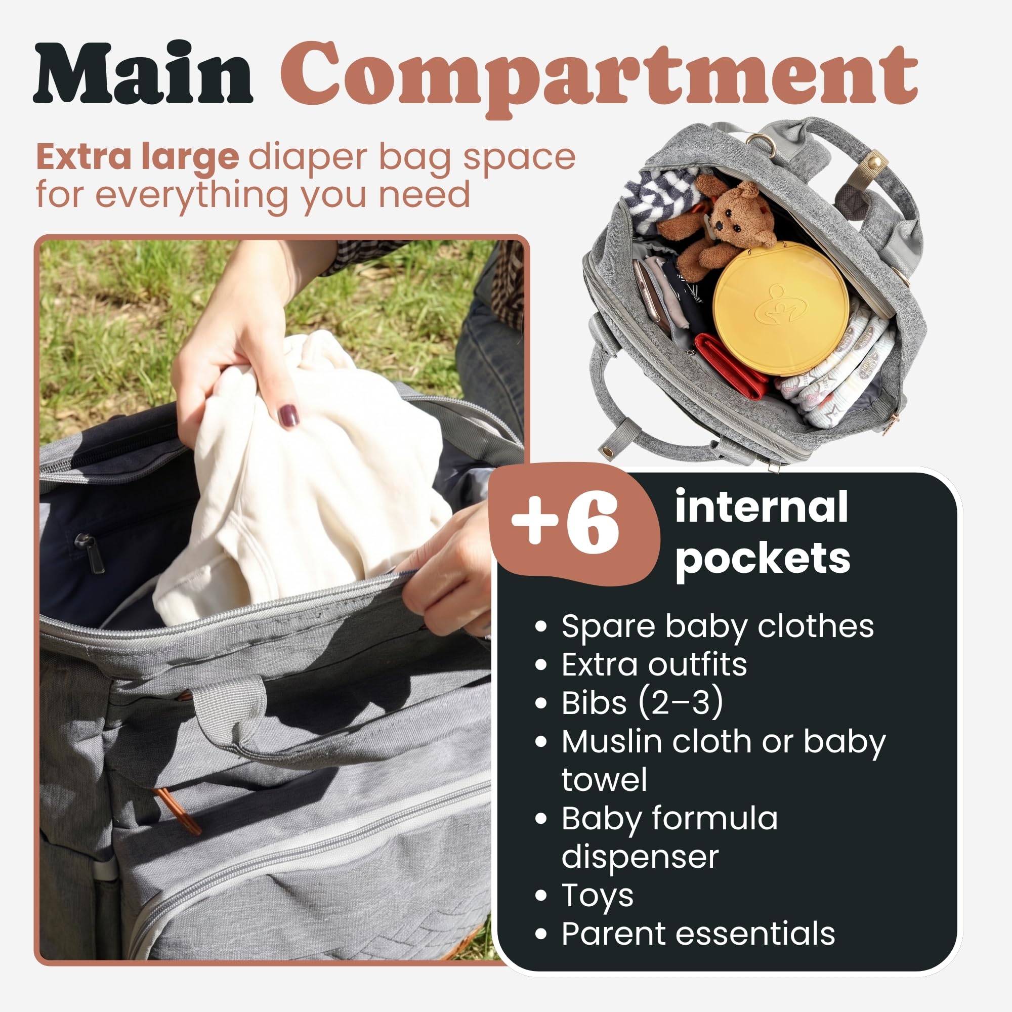 Mochila Bebe Pañalera con Cambiador Portátil - Mochila Carro Bebé Impermeable Gran Capacidad