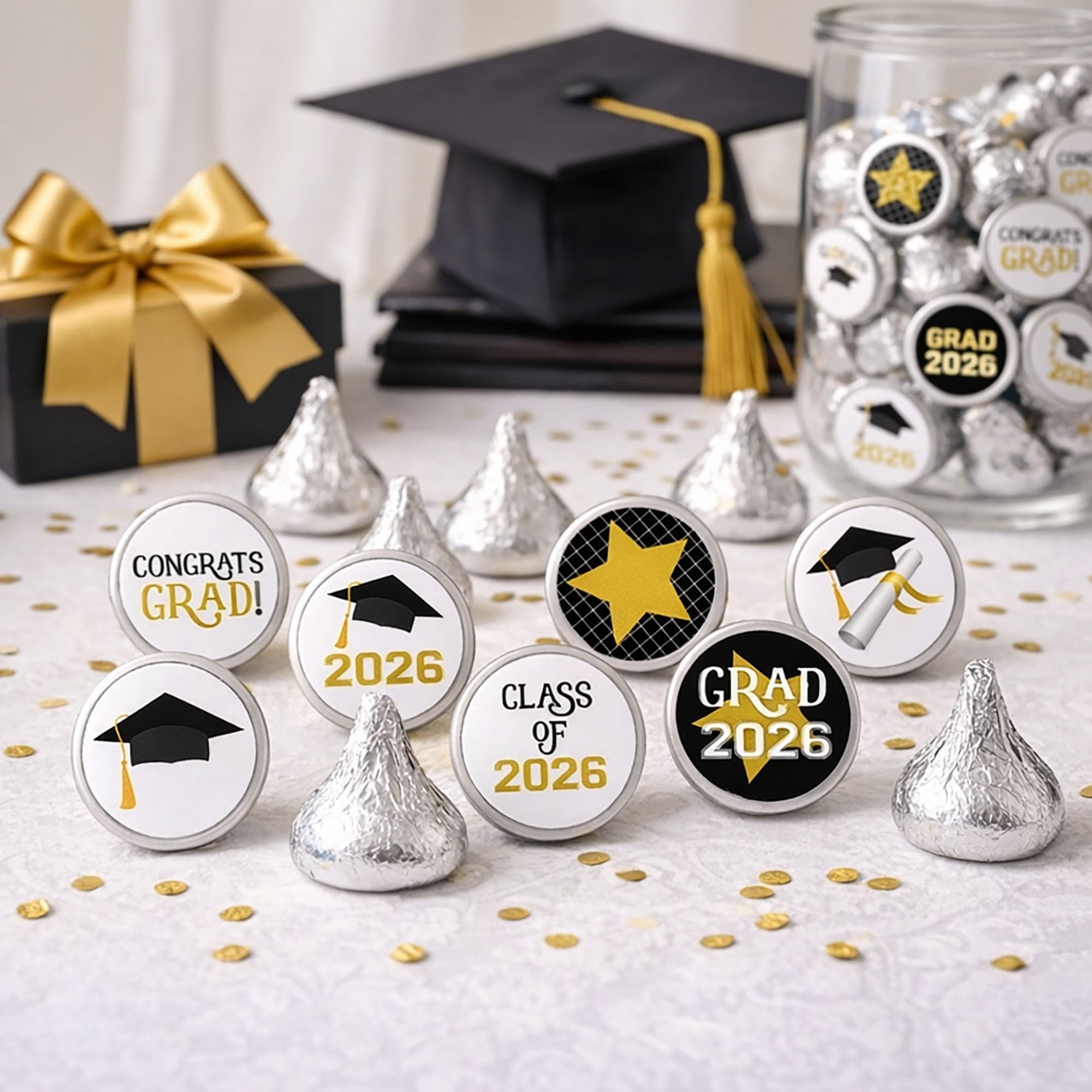 Amazon.com: Black Graduation Stickers for Hershey's Kisses, Favor
