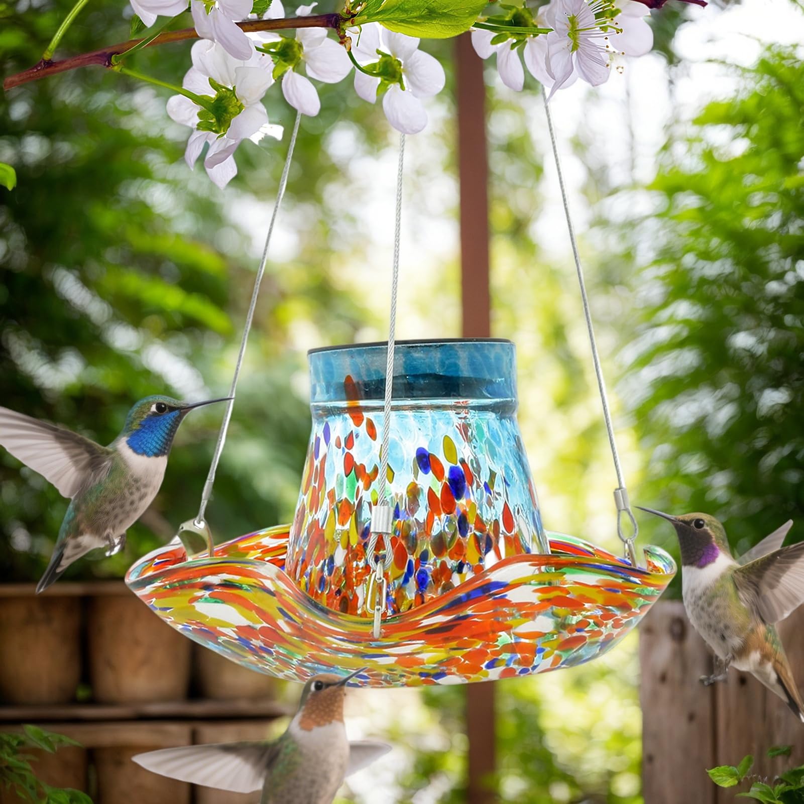 Bebederos para Colibríes Exteriores Comederos para Aves Silvestres con | Bebedero Antifugas Con Vidrio Decoración Jardín Y Patio Exterior