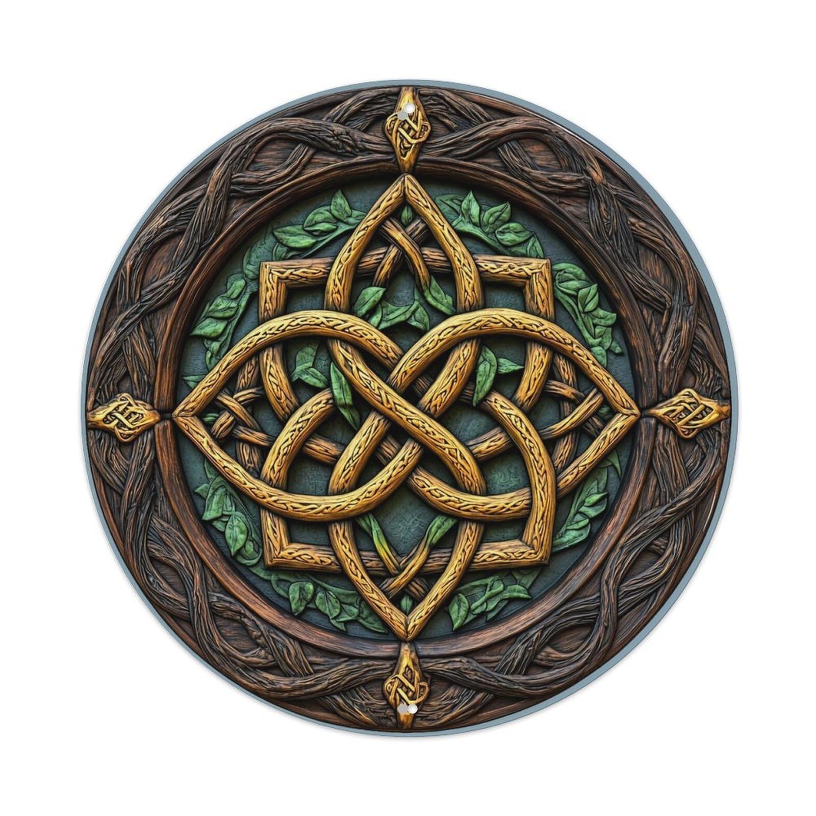 Celtic Knotwork Design Pattern Art Round Tin Sign Vintage Metal Sign Home Bar Garden Indoor & Outdoor Wall Decor Retro Metal Poster 8x8 Inch