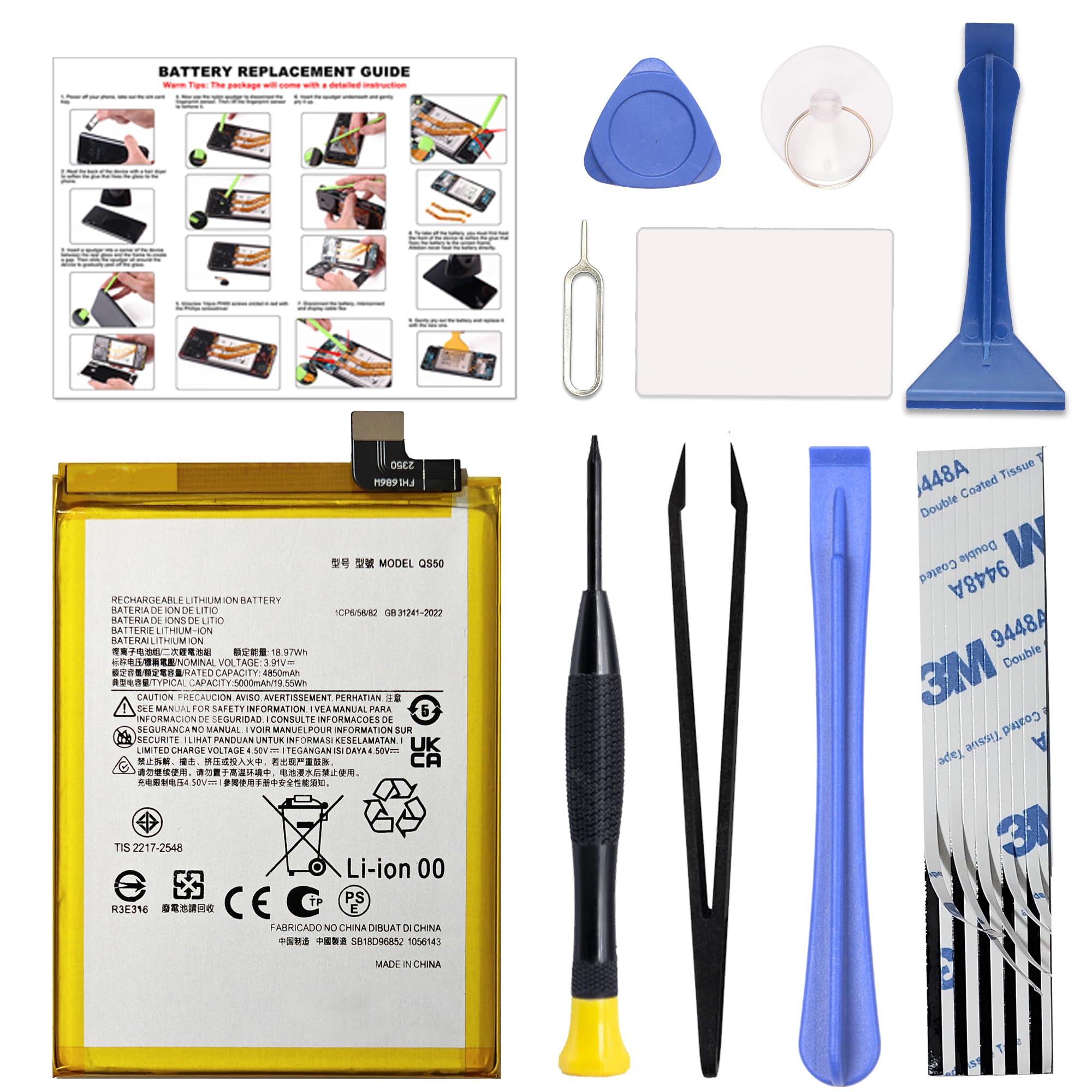 GREEN FUSION for Moto G Stylus 5G 2024 Battery Replacement Kit, New QS50 Li-ion Upgraded Battery for Moto G Stylus 5G 2024 XT2419 Series, with Tools &amp; Instruction
