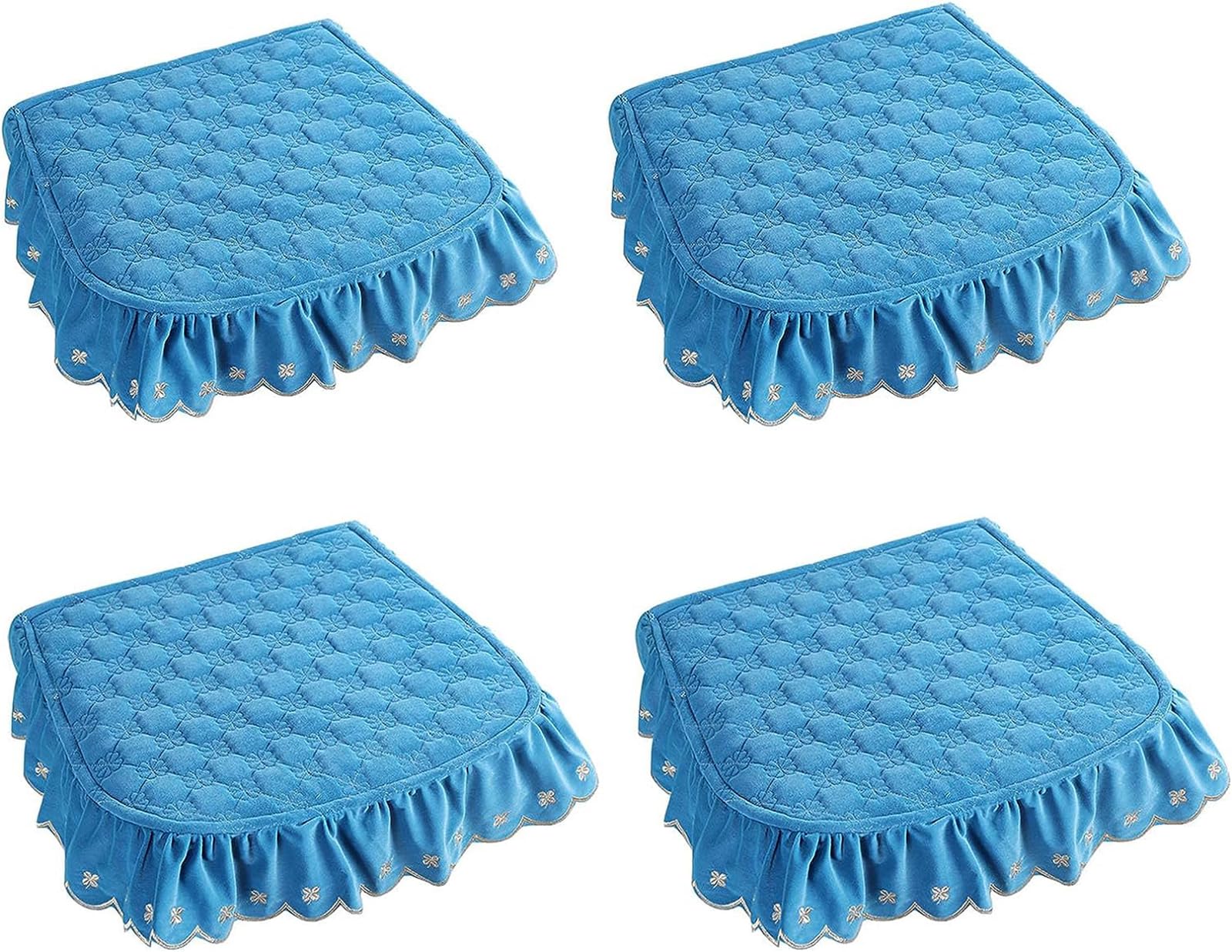 Coussins de chaise antidérapants pour cuisine lot de 4 assises respirantes à volants
