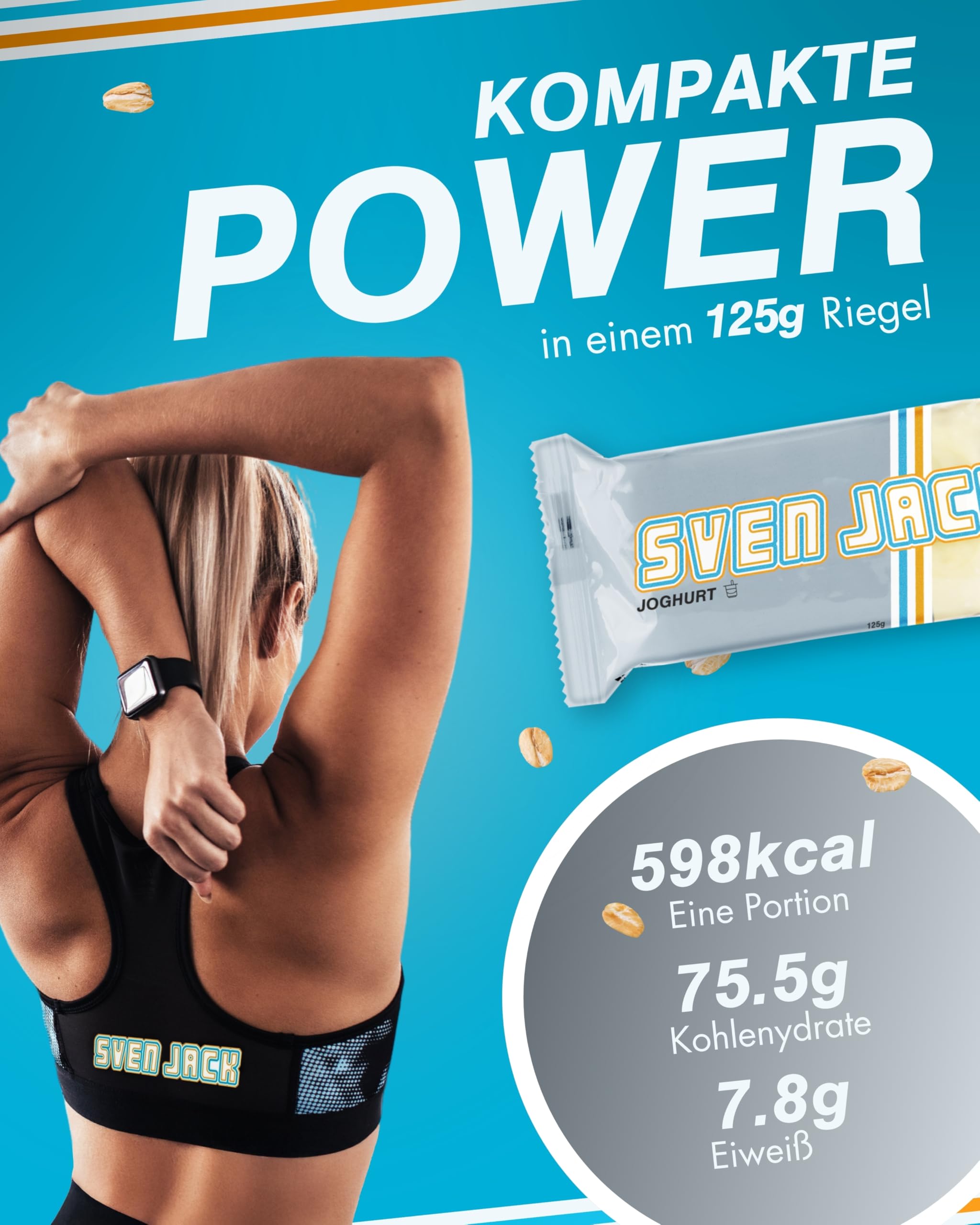 Sven Jack (Energy Cake) Haferriegel Joghurt 24x 125g I Original Haferflocken Energieriegel mit Joghurt & Glasur I Veganer Haferriegel I Langkettige Kohlenhydrate & wenig Zucker I Müsliriegel