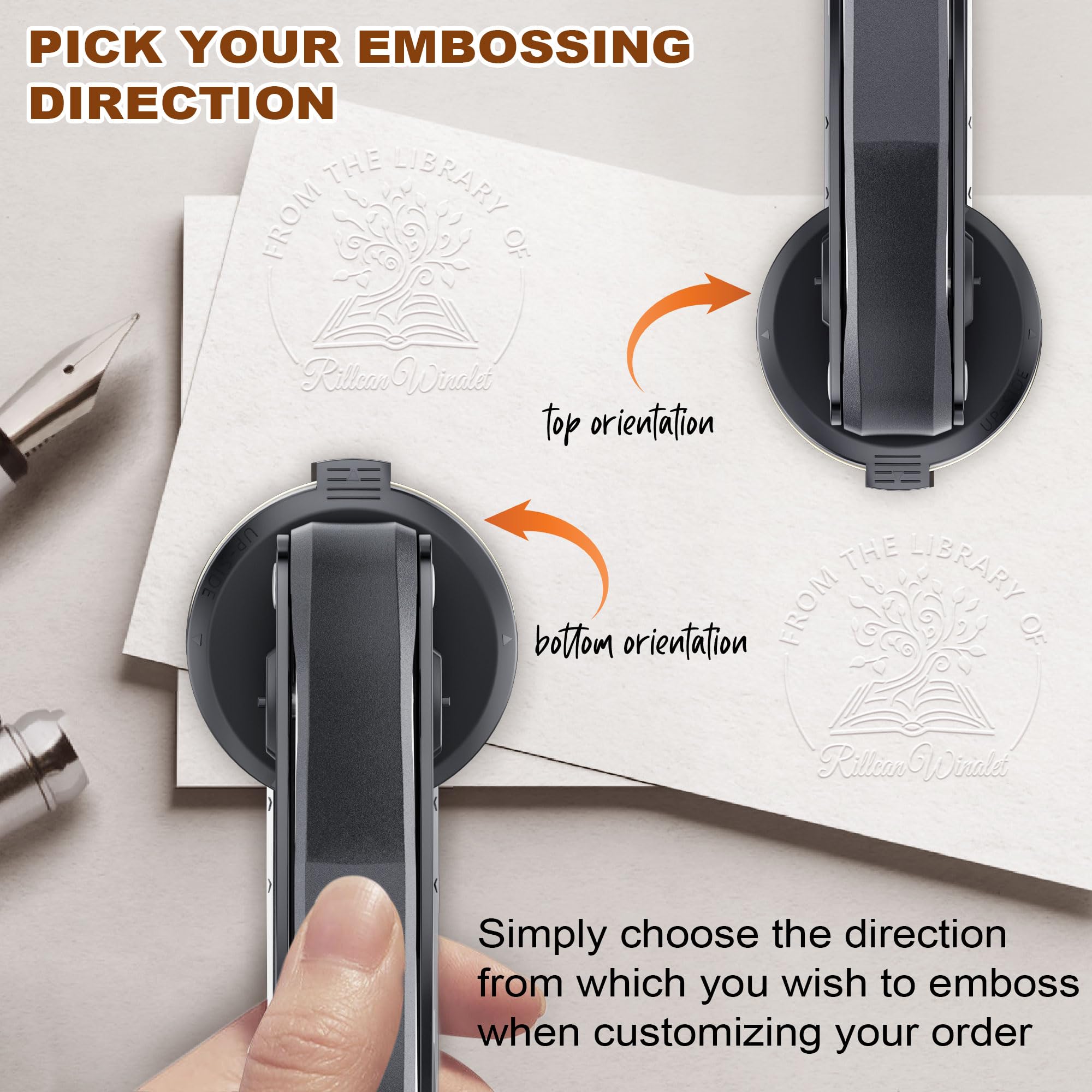 Embosser per libri personalizzato – Goffratrice personalizzata con ex libris, timbro per libri incluso, embosser personalizzato per copertine, regalo originale per lettori e bibliofili (BT-01)