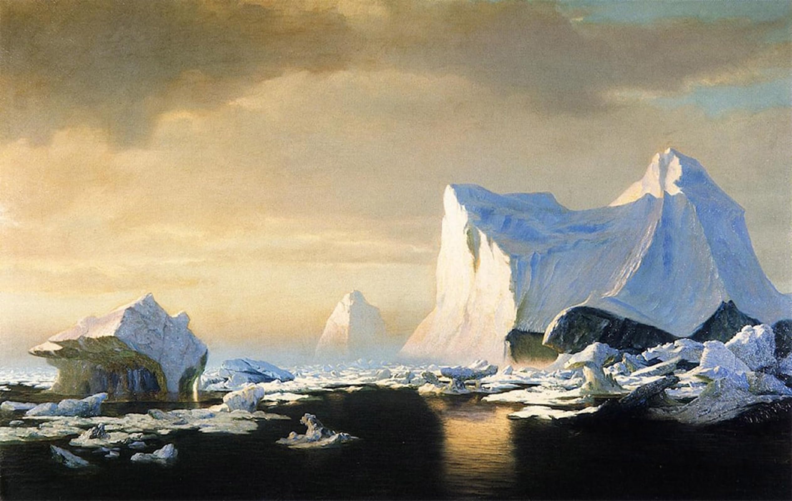 POSTERIIk Famous Modern Artwork Art Mural Icebergs in the Arctic by William Oil Paintings Pictures for Home Decor 60x90cm