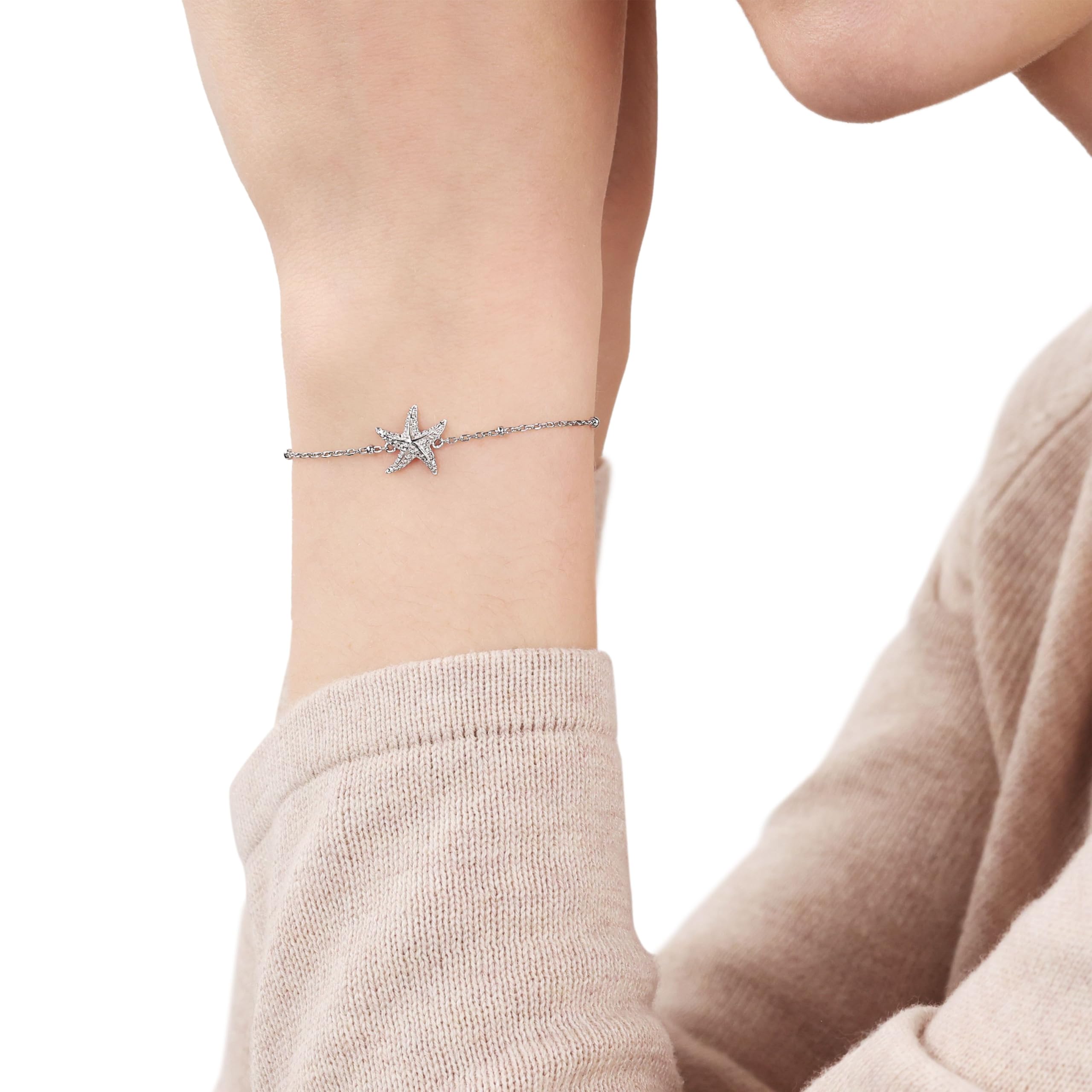 TOM TAILOR - Pulsera para Mujer en Plata 925 - con Circonita - Colgante de Estrella de Mar - TT-B0083