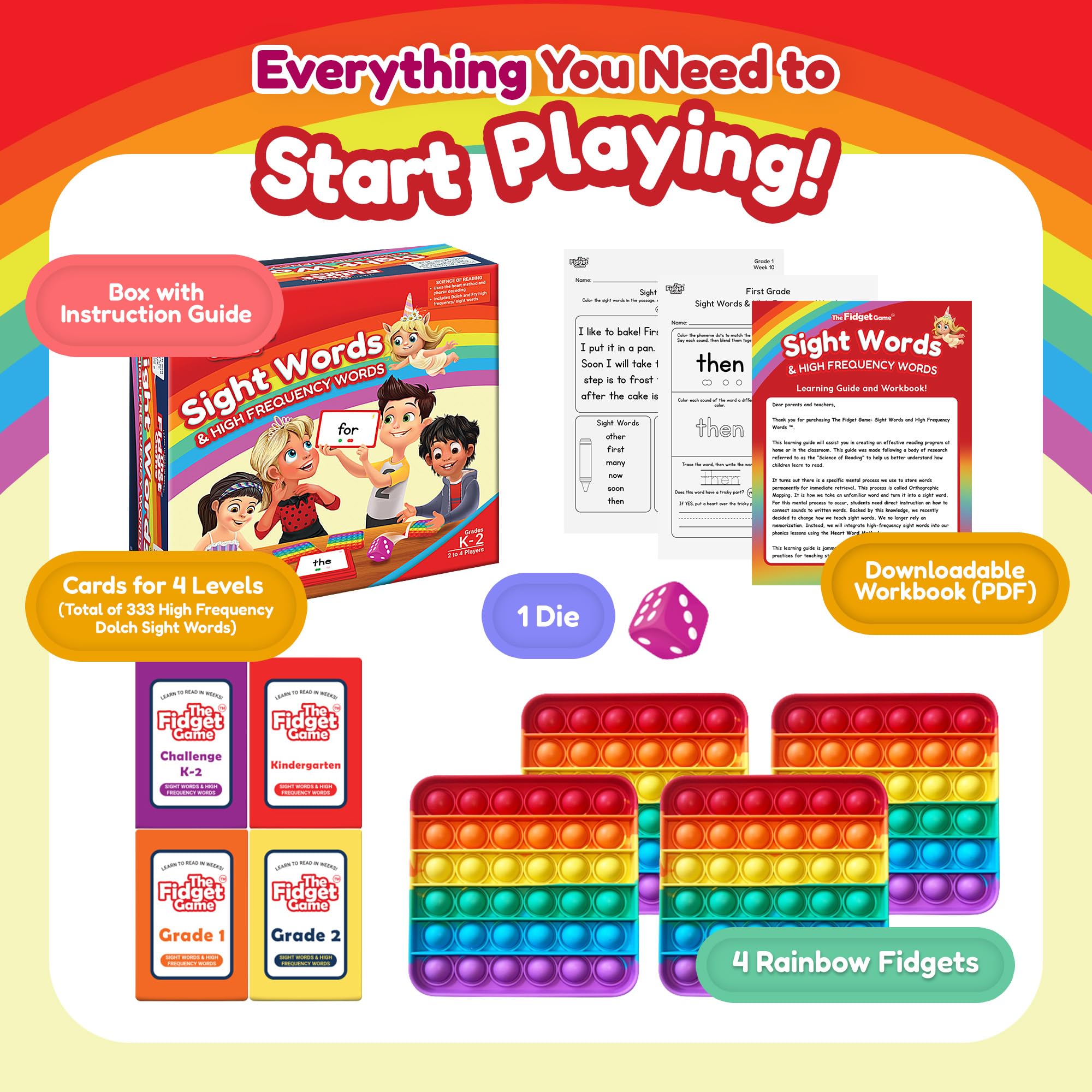 The Fidget Game Sight Words Game, Reading Flashcards and Pop Fidget Toys — Amazon image 6