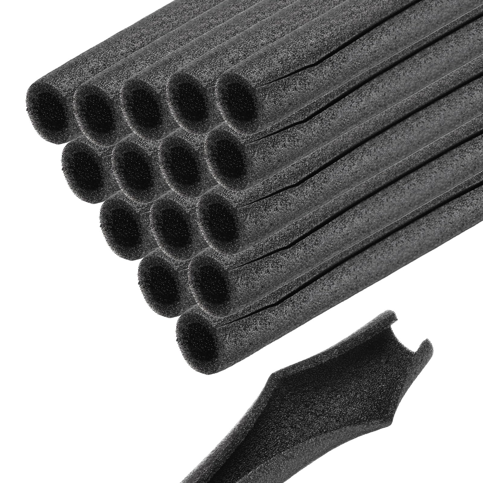 36 Piezas De Tubo De Espuma Para Aislamiento De Tuberías 1-1/16" ID X 1.65" OD 3.3 Pies Tubos De Espuma Para Conservación De Calor [Para Protección Contra] - 27mmx42mm/Negro