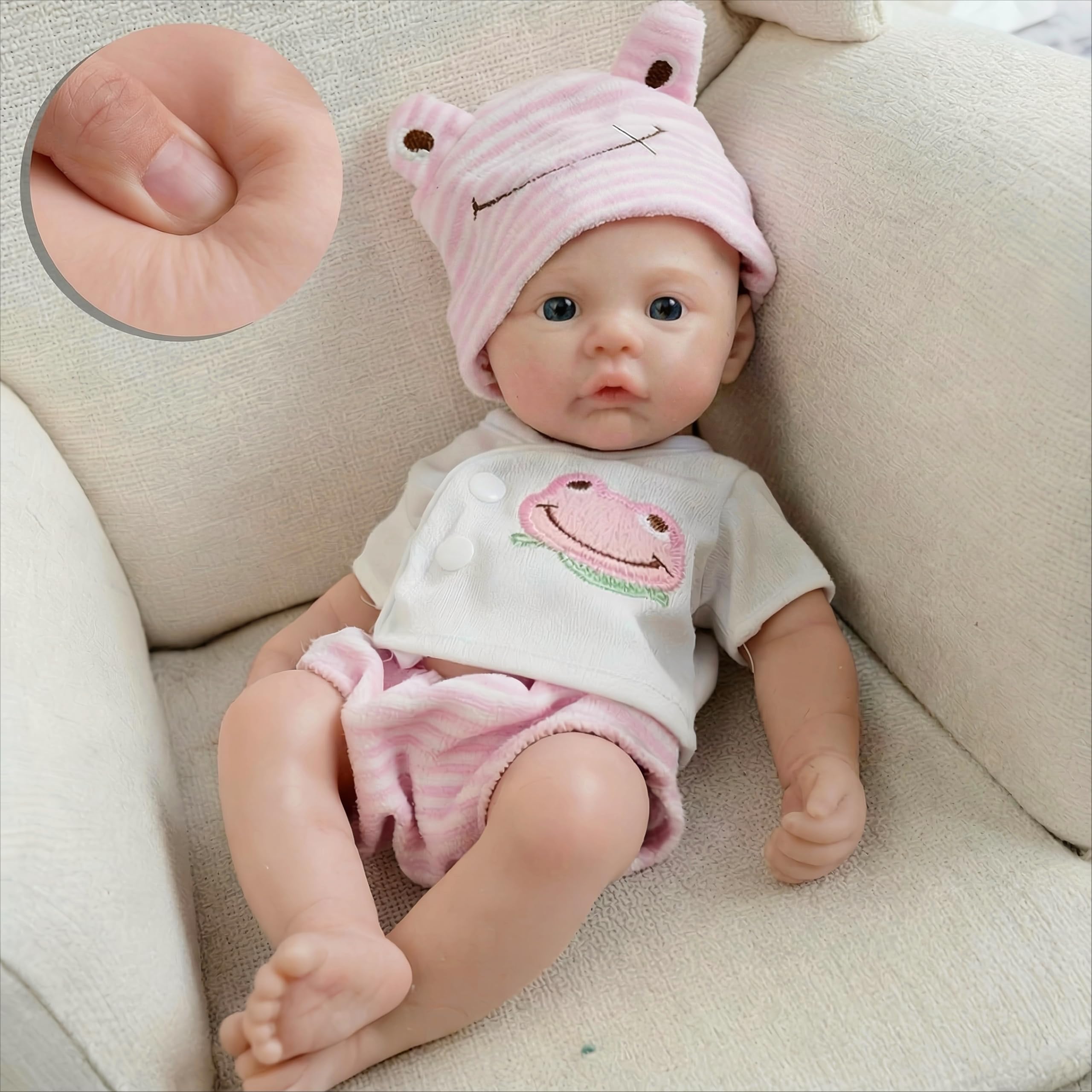 Zero pam Floopy Full Silicone Baby Dolls,33CM Reborn Baby Dolls,Squishy Realistic Babys Doll,Open Mouth 3D Skin Posable Newborn Babies, Lifelike Babys Doll That Look Like Real Life Babies For Girls