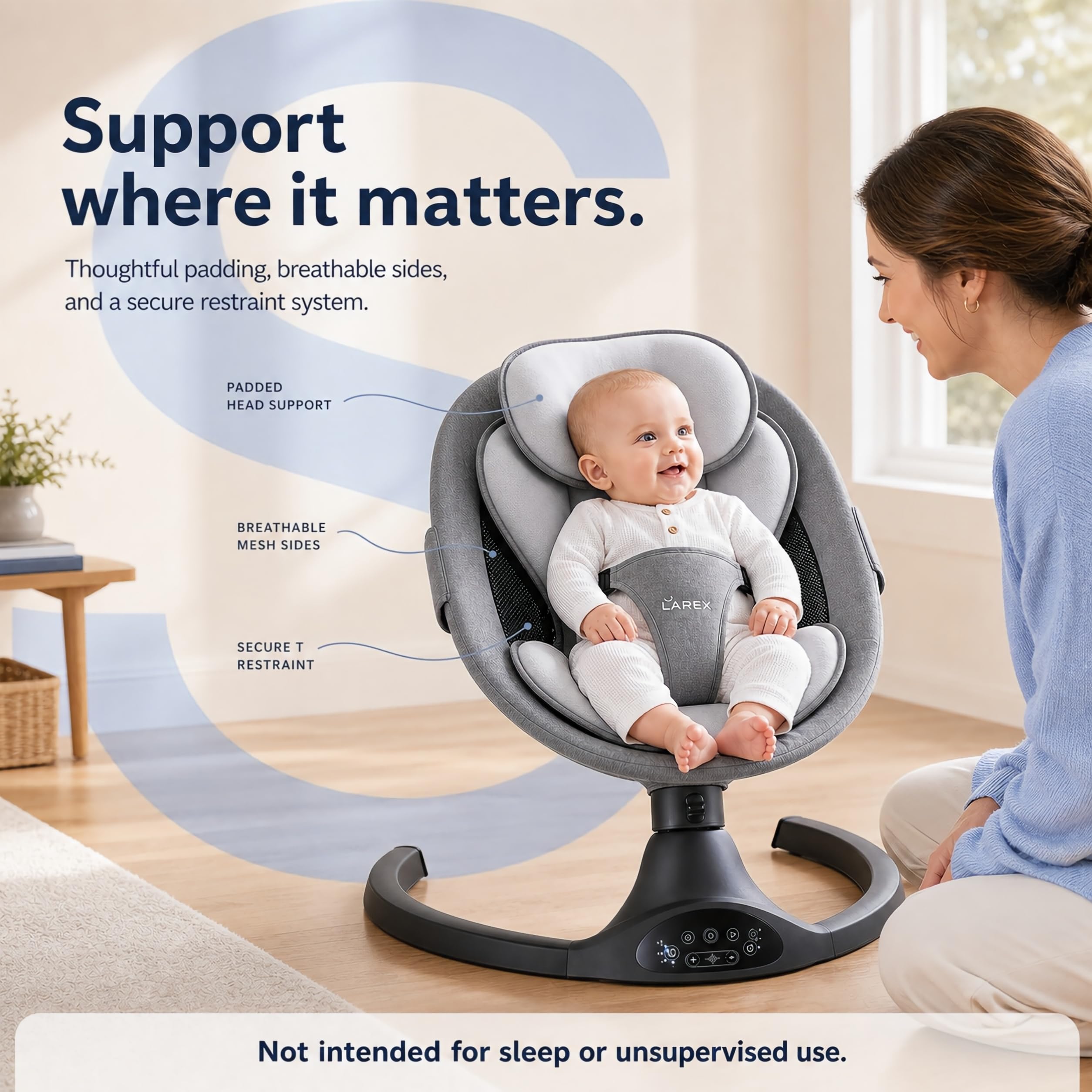 LAREX Baby Swing for Infants to Toddler with Remote Control & Bluetooth — Amazon image 6