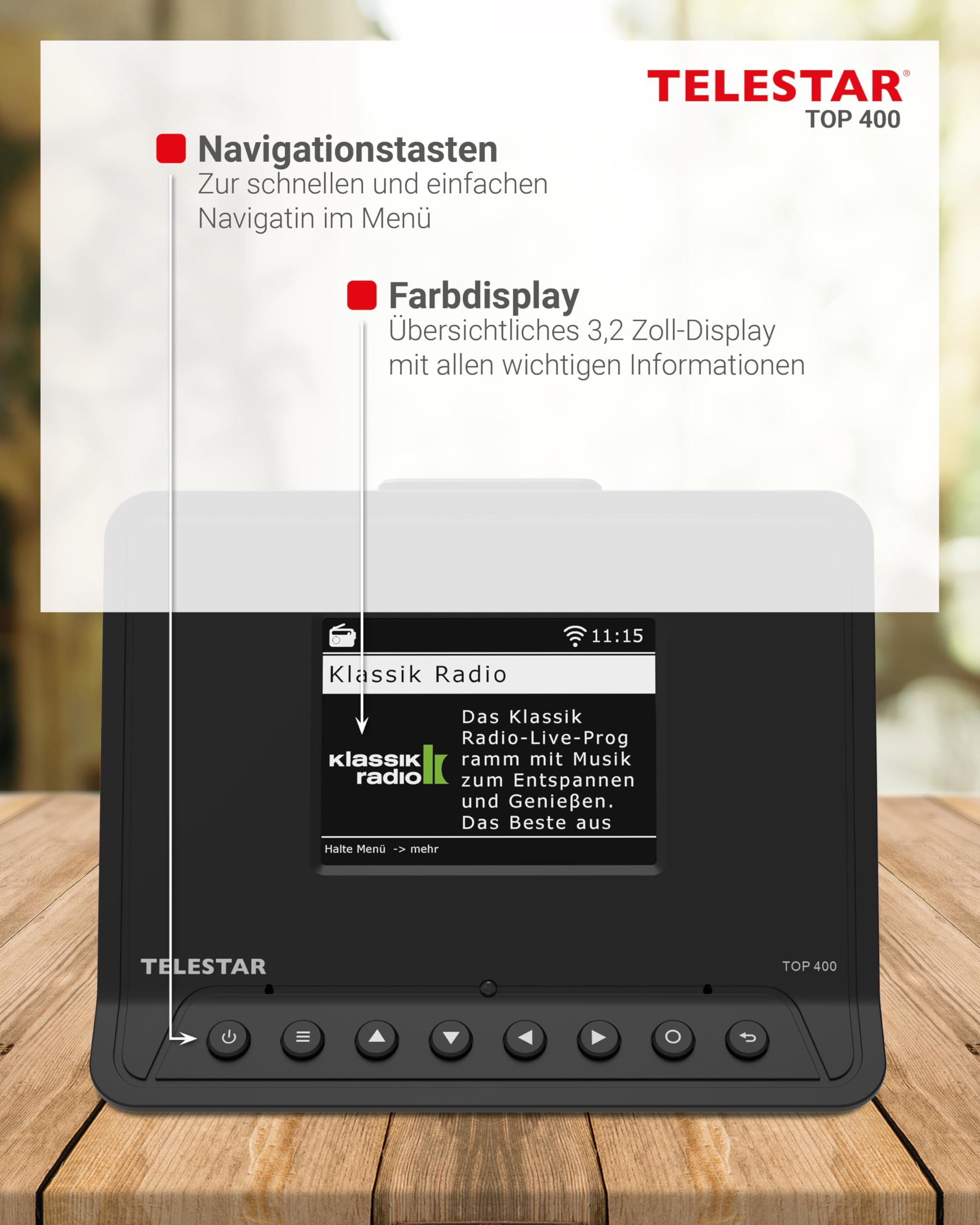TELESTAR TOP 400 – HiFi-Adapter zur Aufrüstung von HiFi-Anlagen – Schwarz | Internetradio, DAB+, Streamingdienste, Bluetooth Audio-Streaming & Sendefunktion, USB-Aufnahme, Hotelmodus, Nachtmodus