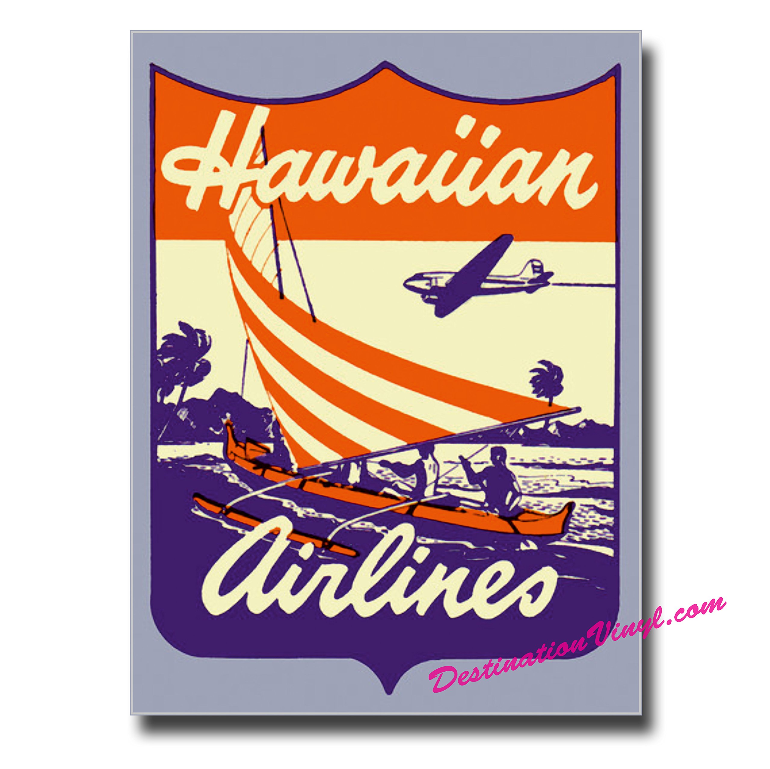2 x Glossy Vinyl Stickers - Hawaiian Hawaii Airlines Luggage Laptop Decal #0093 (As Shown.)