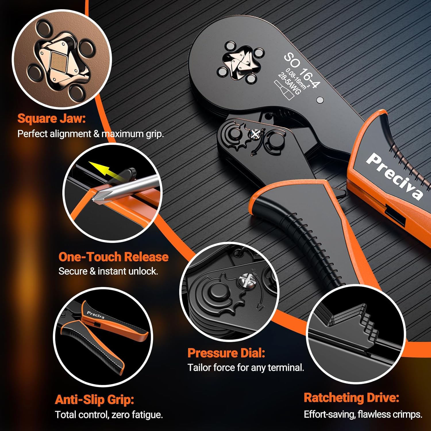 Preciva Ferrule Crimping Tool Kit - AWG 28-5 Self-Adjusting Ratchet Crimper with 1010Pcs Single & 265Pcs Twin Ferrules | Wire Terminal Connectors Kit