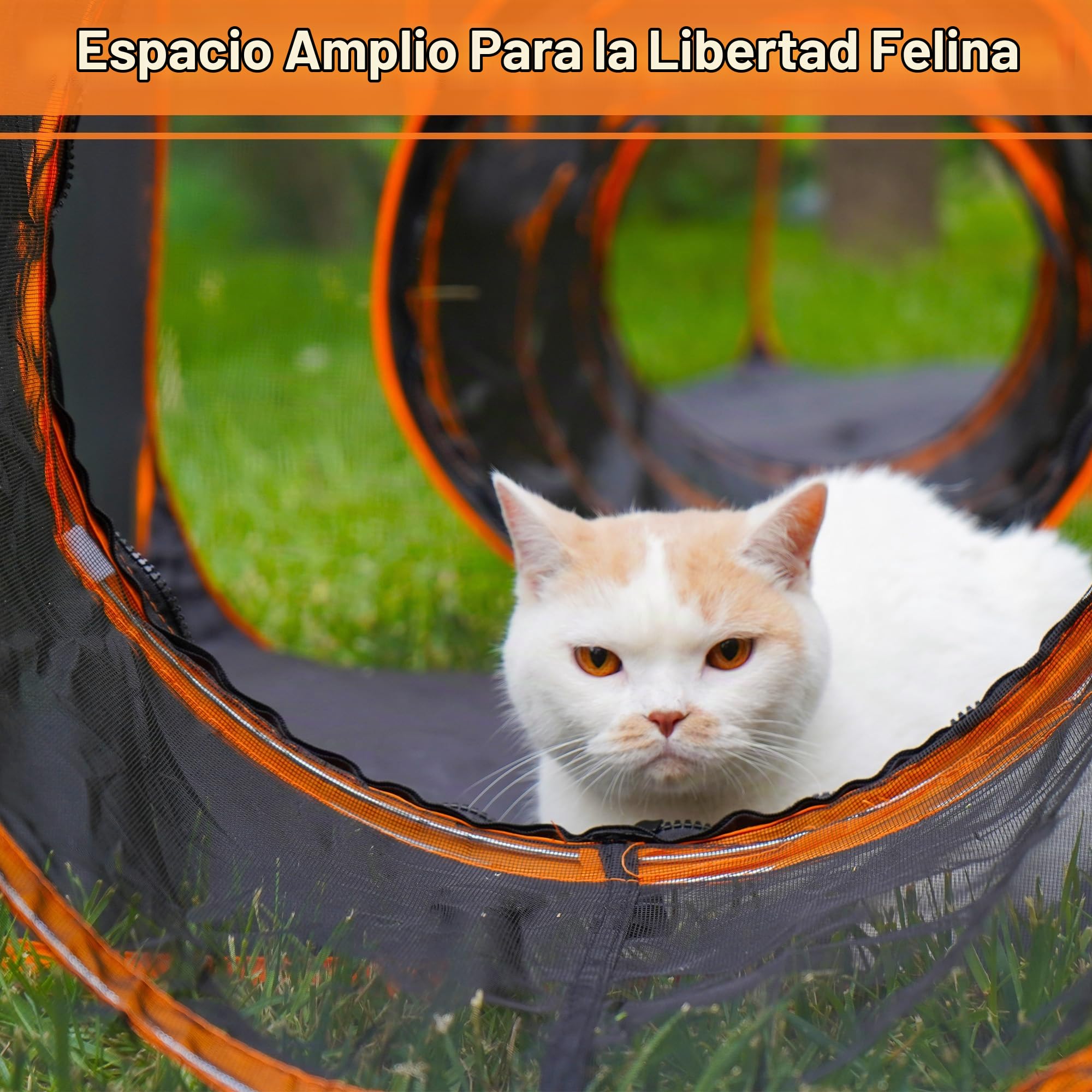Recinto plegable para gatos, corralito portátil para gatos al aire libre con tienda de campaña de malla y tres túneles (7 en 1)