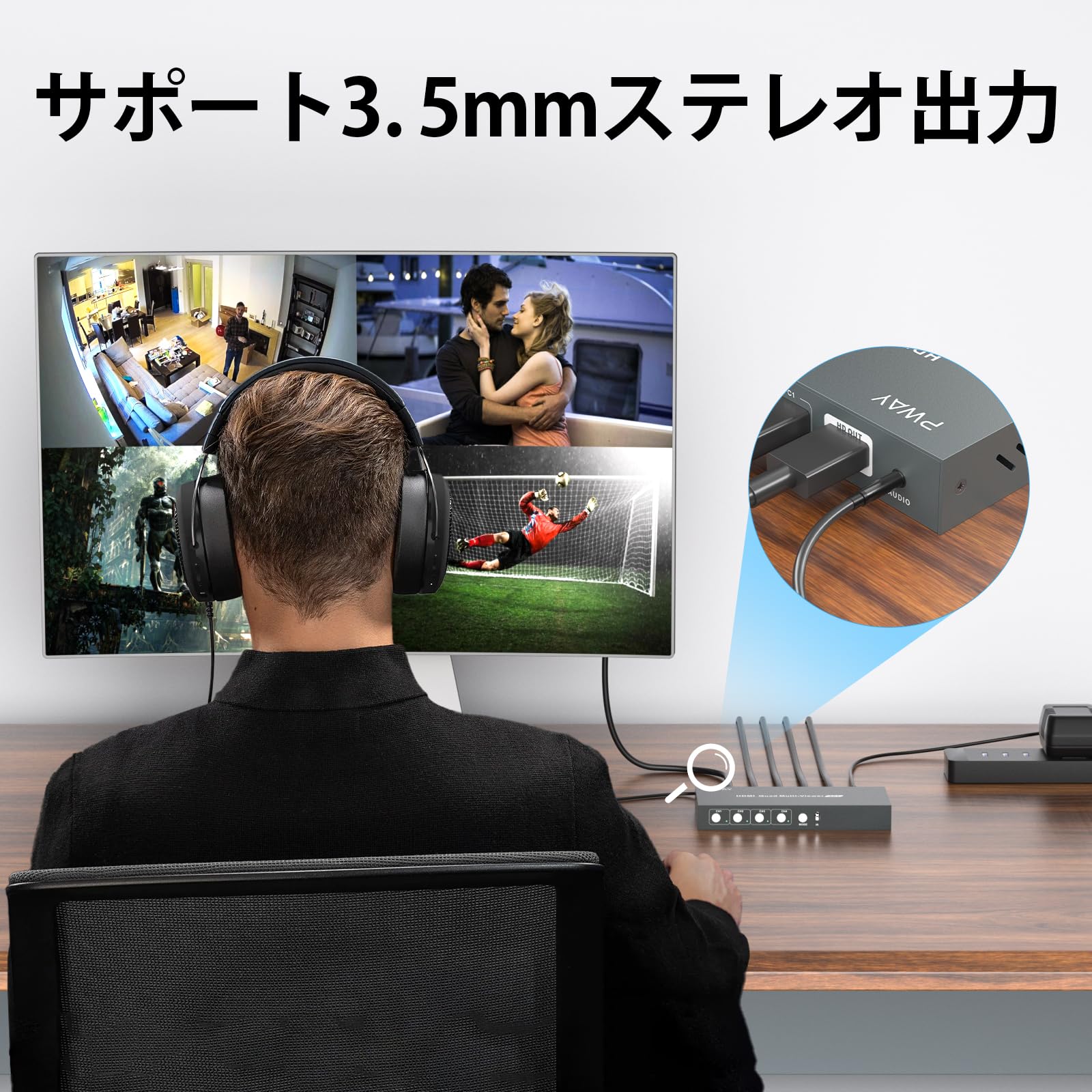 Amazon | 4K3D@30HZ HDMI画面分割器 4入力1出力 マルチビューワー 画面