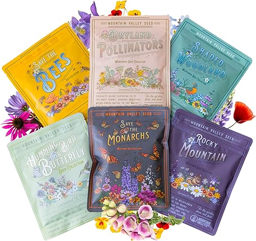 Wildflower Seeds Collection - 500000 Bulk Seeds - 6 Different Mixes Including Hummingbird Butterfly Save The Monarchs Save The Bees Shaded Woodland