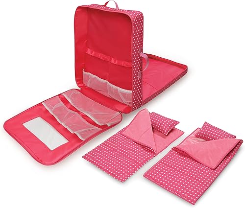 Miniatura 10 de Badger Basket Muñeca De Juguete Doble Trolley Carrier Estuche De Viaje Con Dos Sacos De Dormir Y Almohadas Para Muñecas De 18 Pulgadas - RosaEstrella