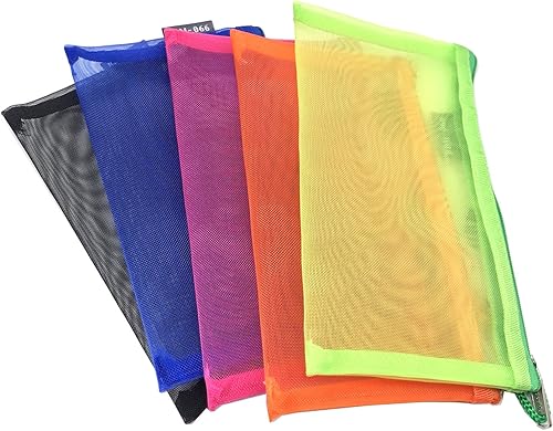 Miniatura 2 de Paquete de 5 piezas multiusos de malla de nailon para cosméticos, estuche de viaje para maquillaje, estuche para lápices, organizadores de viaje