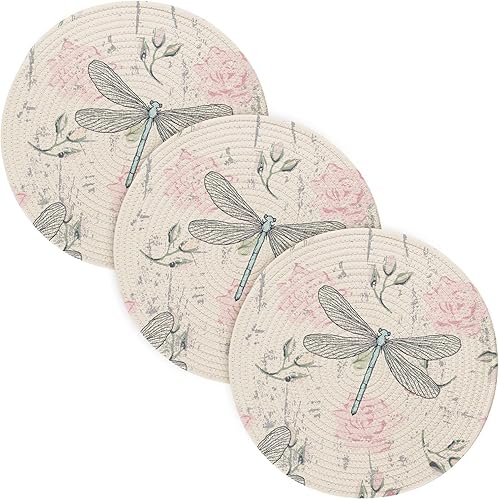 Salvamanteles con patrón floral grunge extra grande para ollas y sartenes calientes de 15 pulgadas, tejido de hilo de algodón que absorbe el agua,