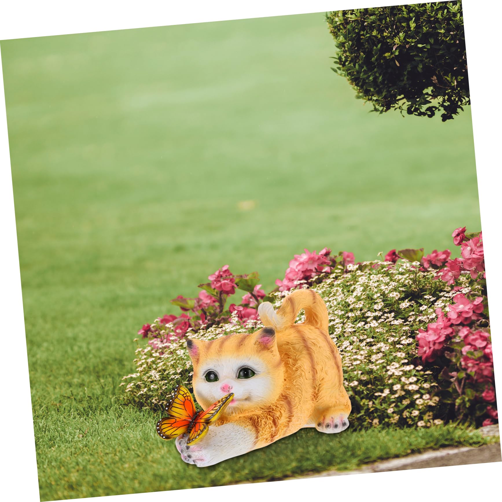 ibasenice Realistische Gelbe Katzenfigur aus Kunstharz als Dekorative Schreibtischdekoration und Space Matching Gartenskulptur für Sammler und Tierliebhaber