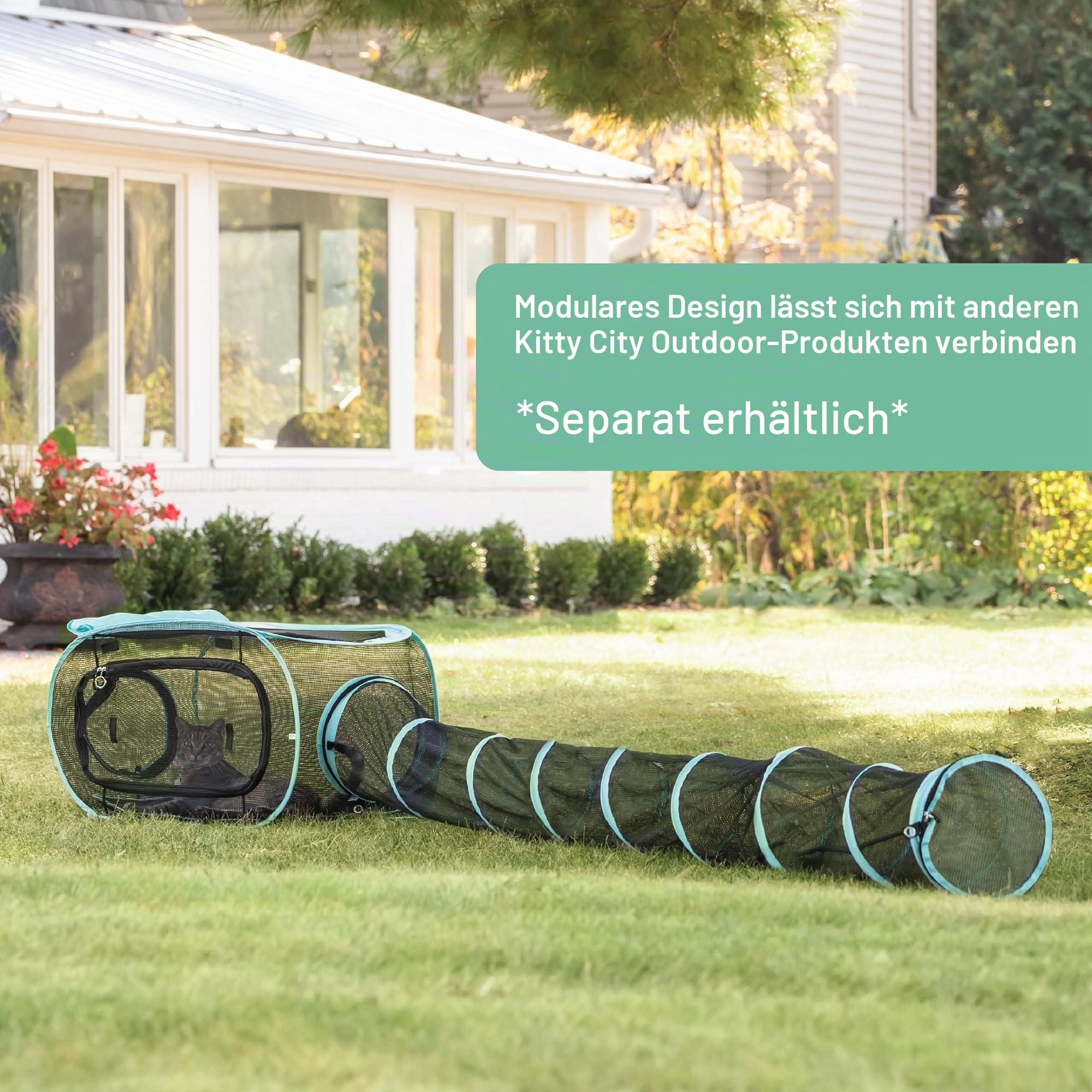 Kitty City Outdoor Catio Mega Kit für Katzen, Ersatzteile und 10' Tunnel