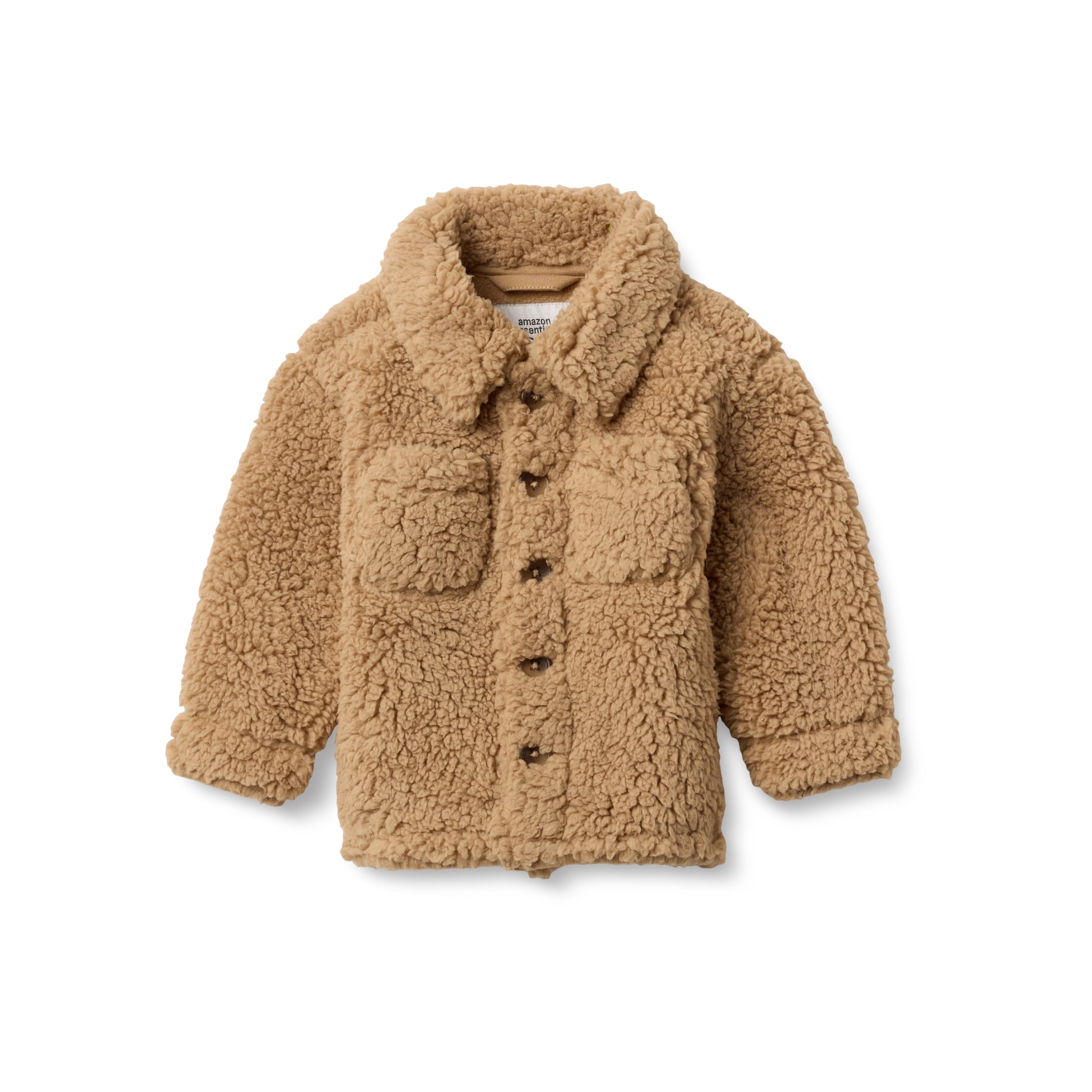 Amazon Essentials x Sofia Grainge Baby Boys' Sherpa Fleece Overshirt Jacket, Camel, 24 Months