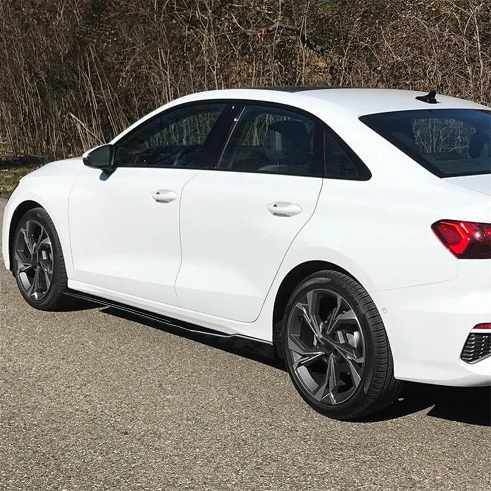 Untere Seitenschweller Für A3 Für A4 Für A5 Für S-Line RS3 8V 2013 + Limousine Lackiert Glanz Schwarz Seitenschweller Verlängerung Splitter Rocker Panel